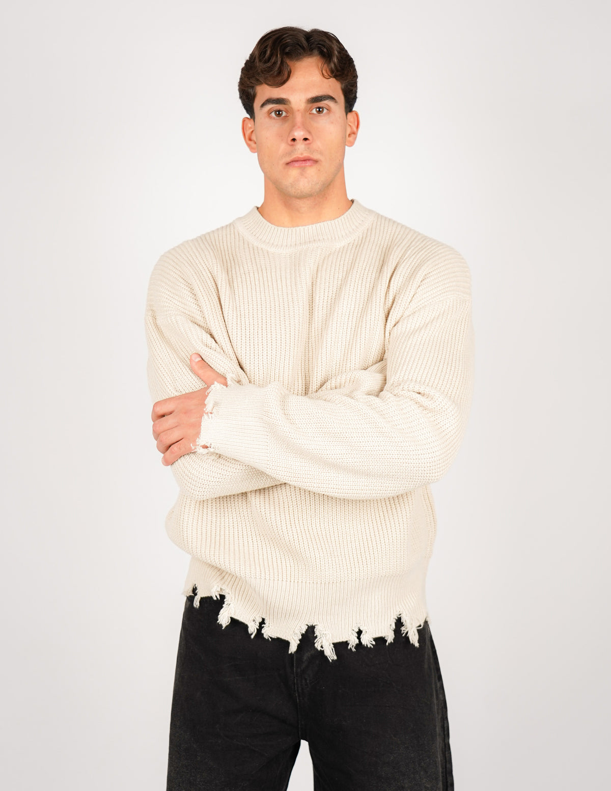MAGLIONE STRUTTURATO CON ROTTURE OVER