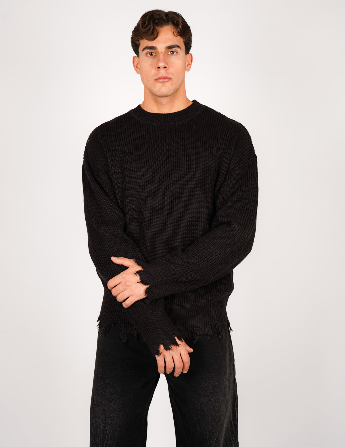 MAGLIONE STRUTTURATO CON ROTTURE OVER