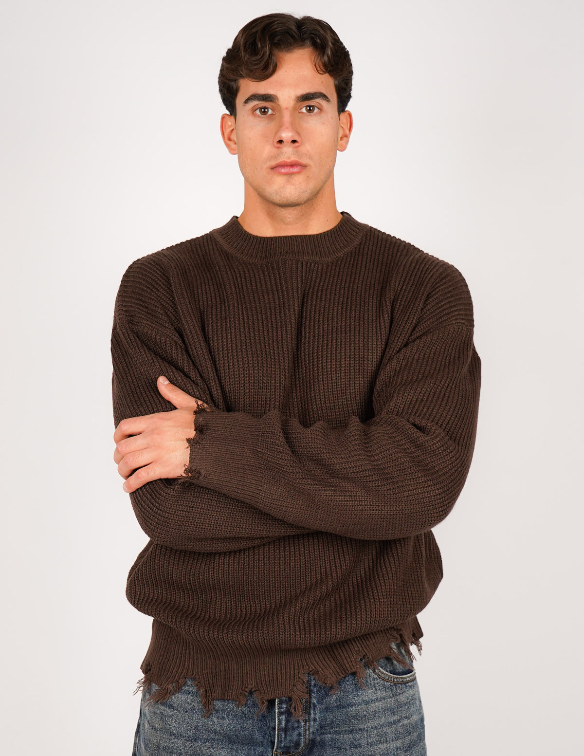 MAGLIONE STRUTTURATO CON ROTTURE OVER