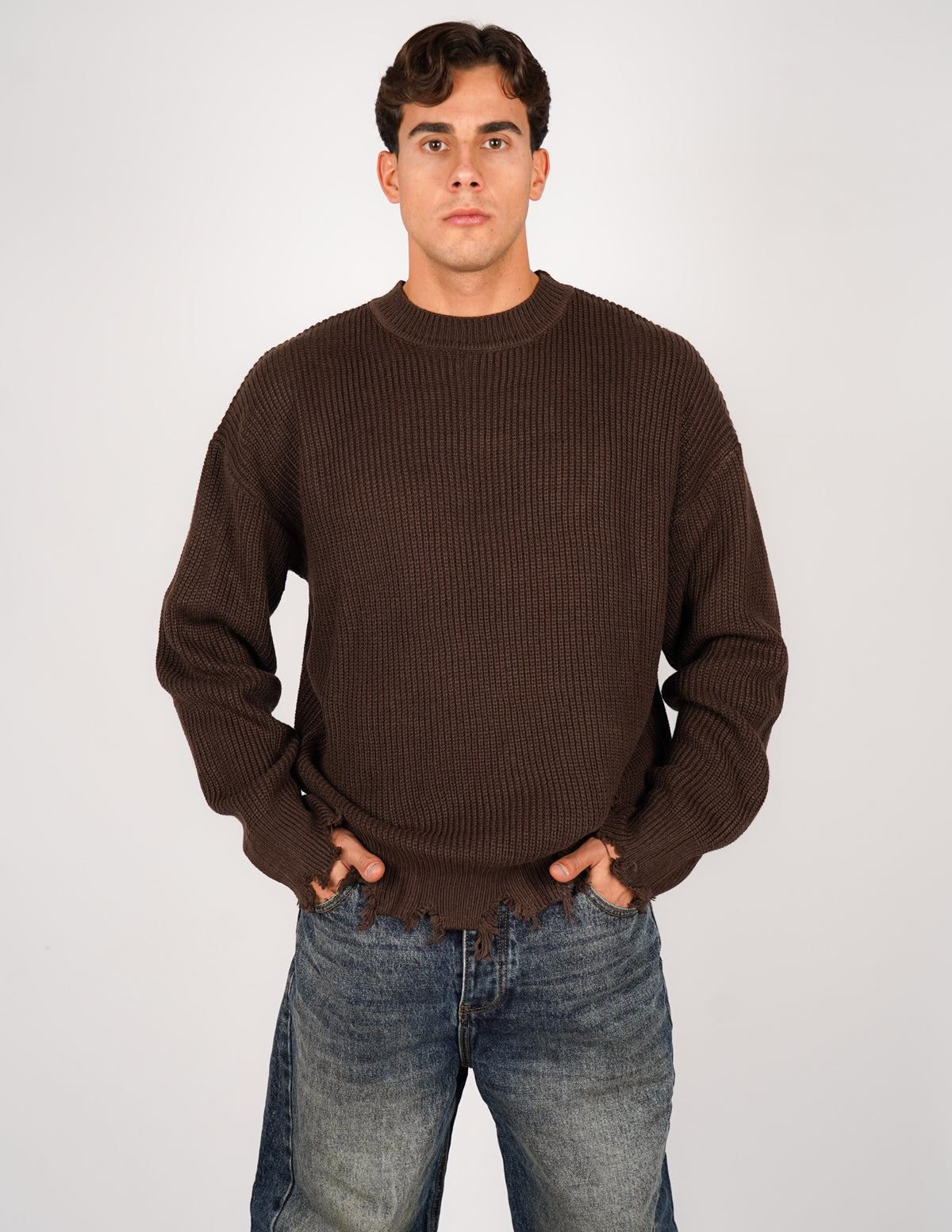 MAGLIONE STRUTTURATO CON ROTTURE OVER