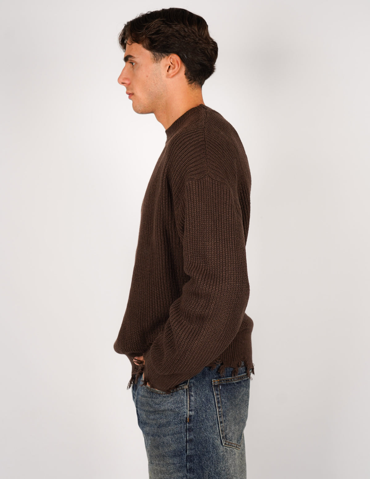 MAGLIONE STRUTTURATO CON ROTTURE OVER