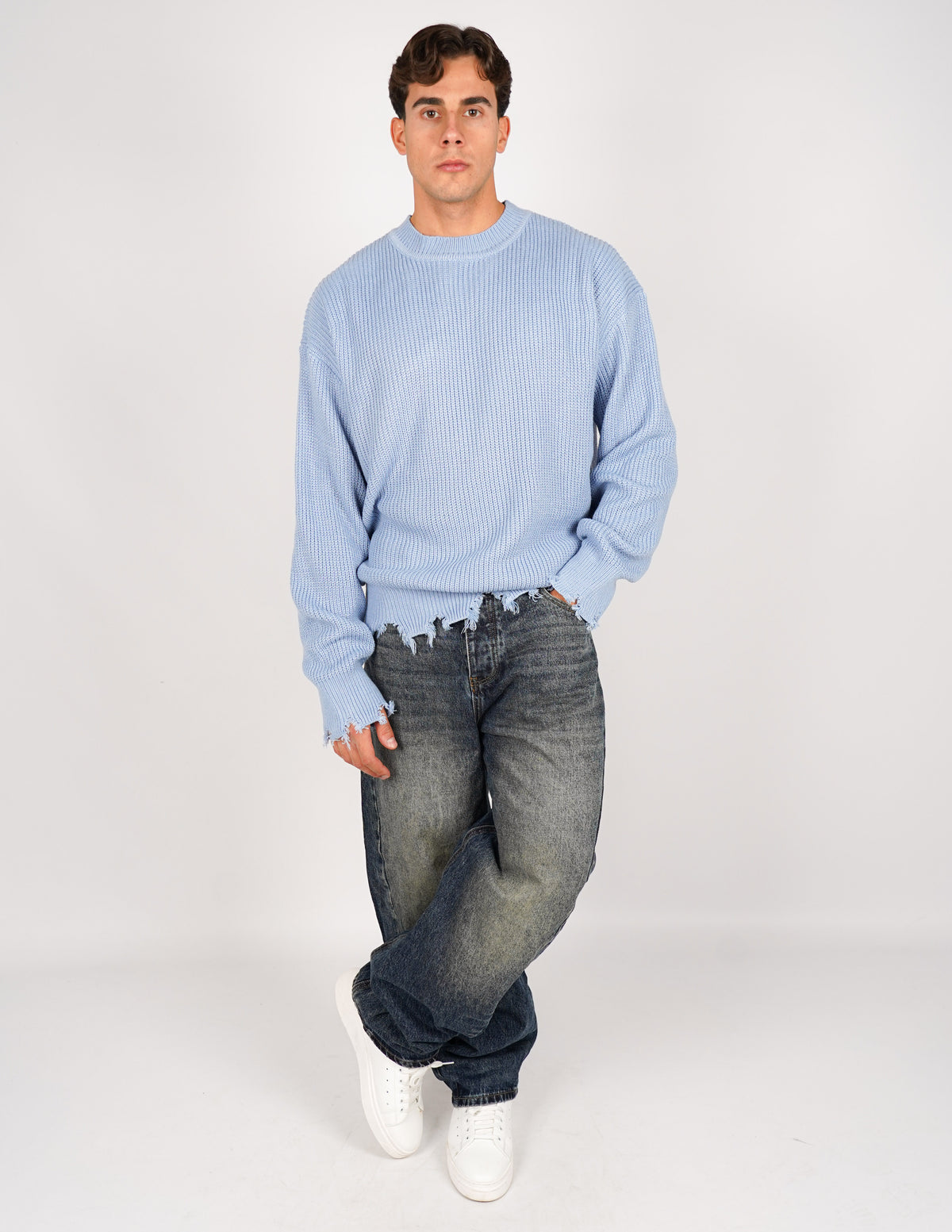 MAGLIONE STRUTTURATO CON ROTTURE OVER
