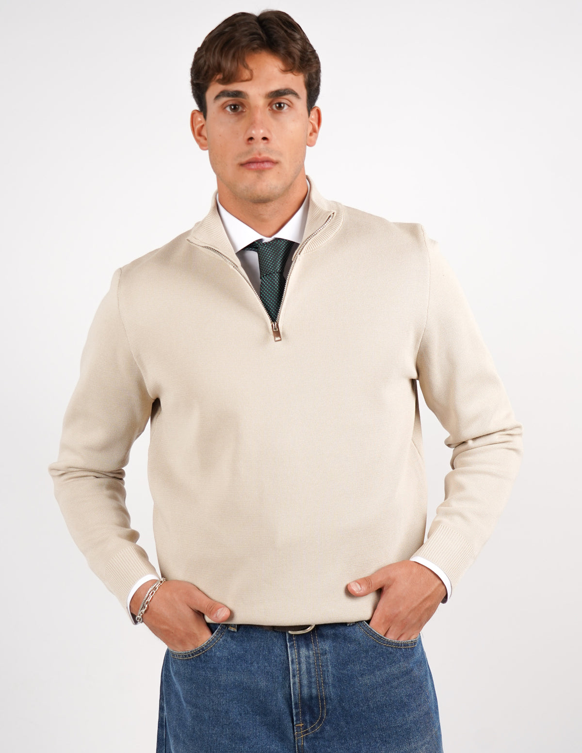 Pullover con mezza cerniera Regular Fit