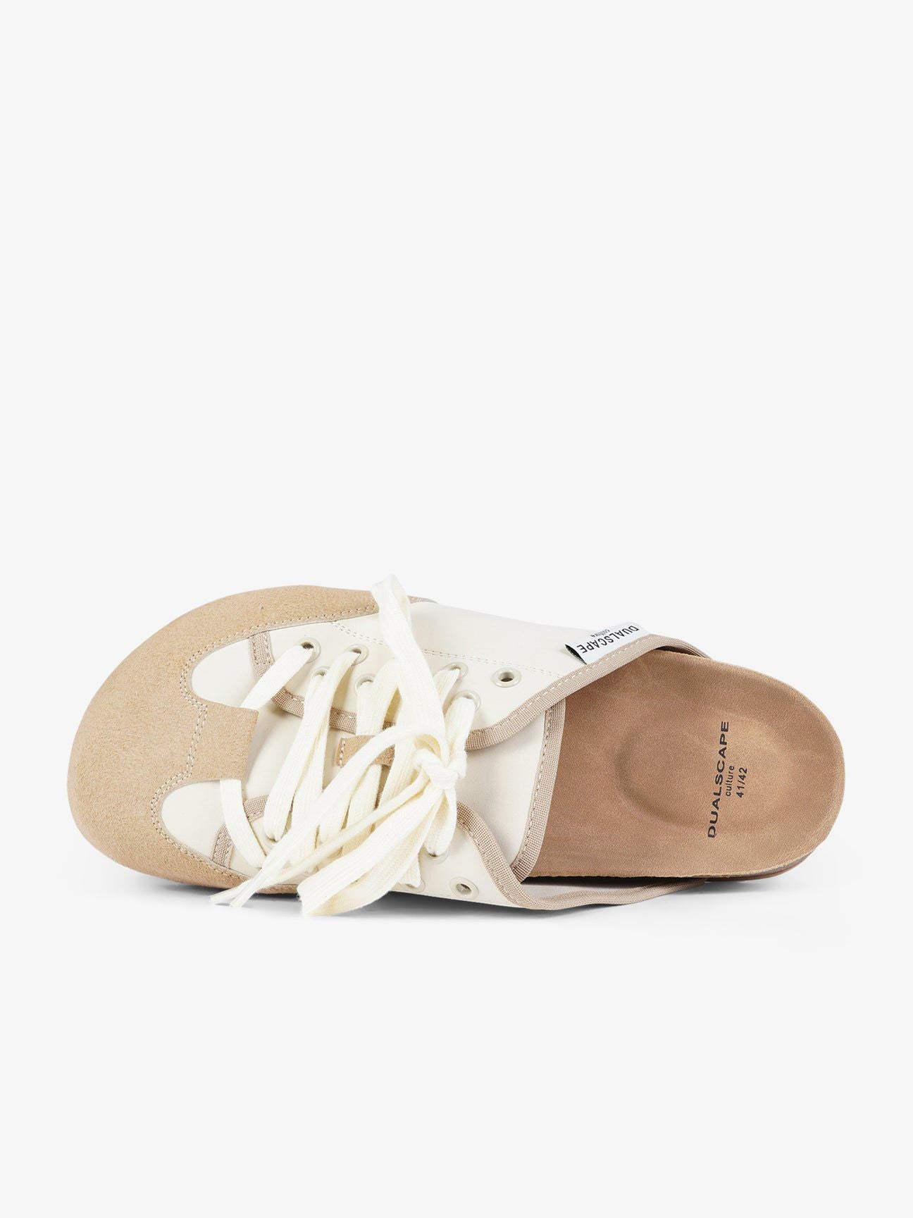 DUALSCAPE sabot unisex con lacci pelle beige