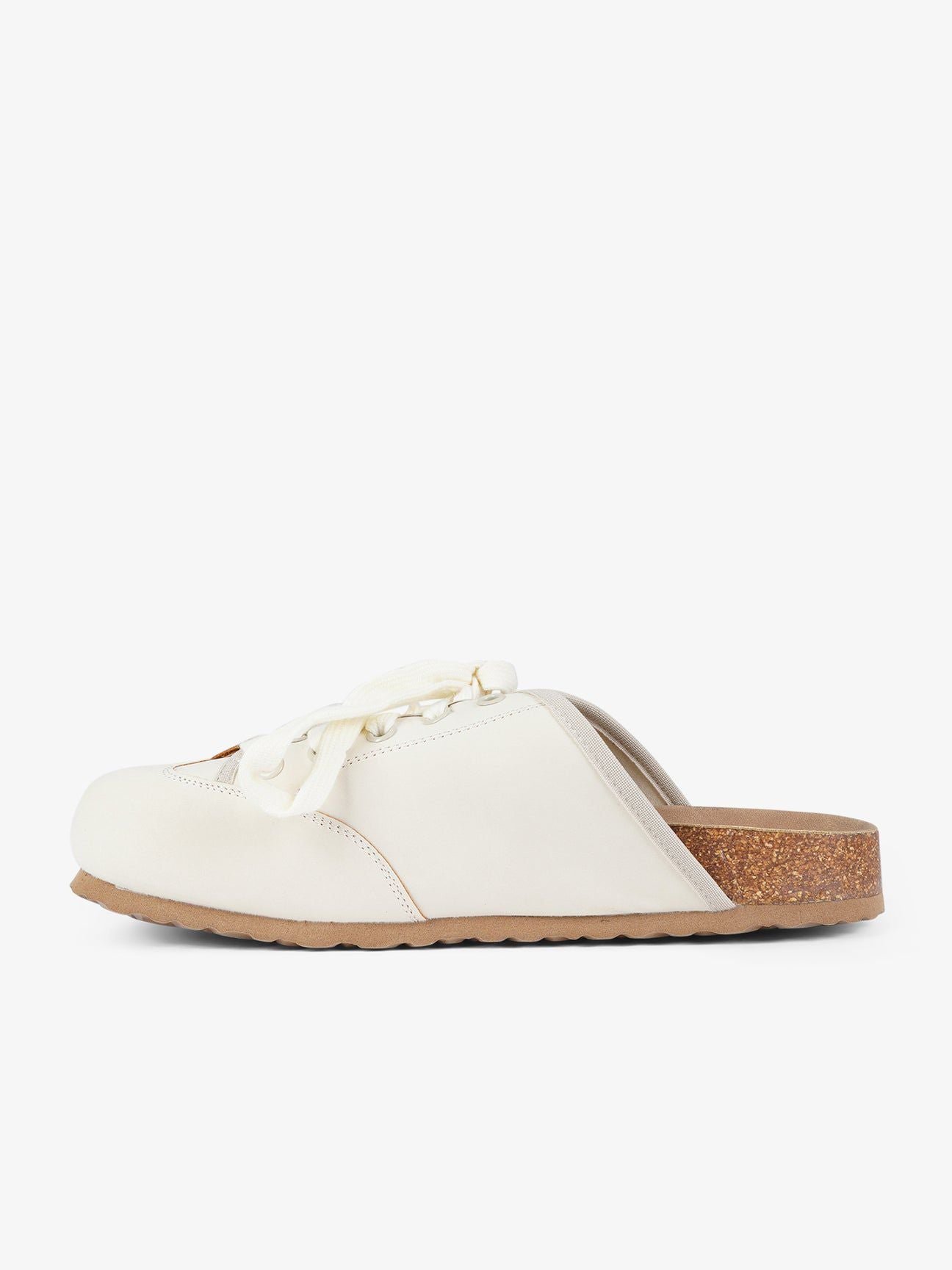 DUALSCAPE sabot unisex con lacci pelle panna