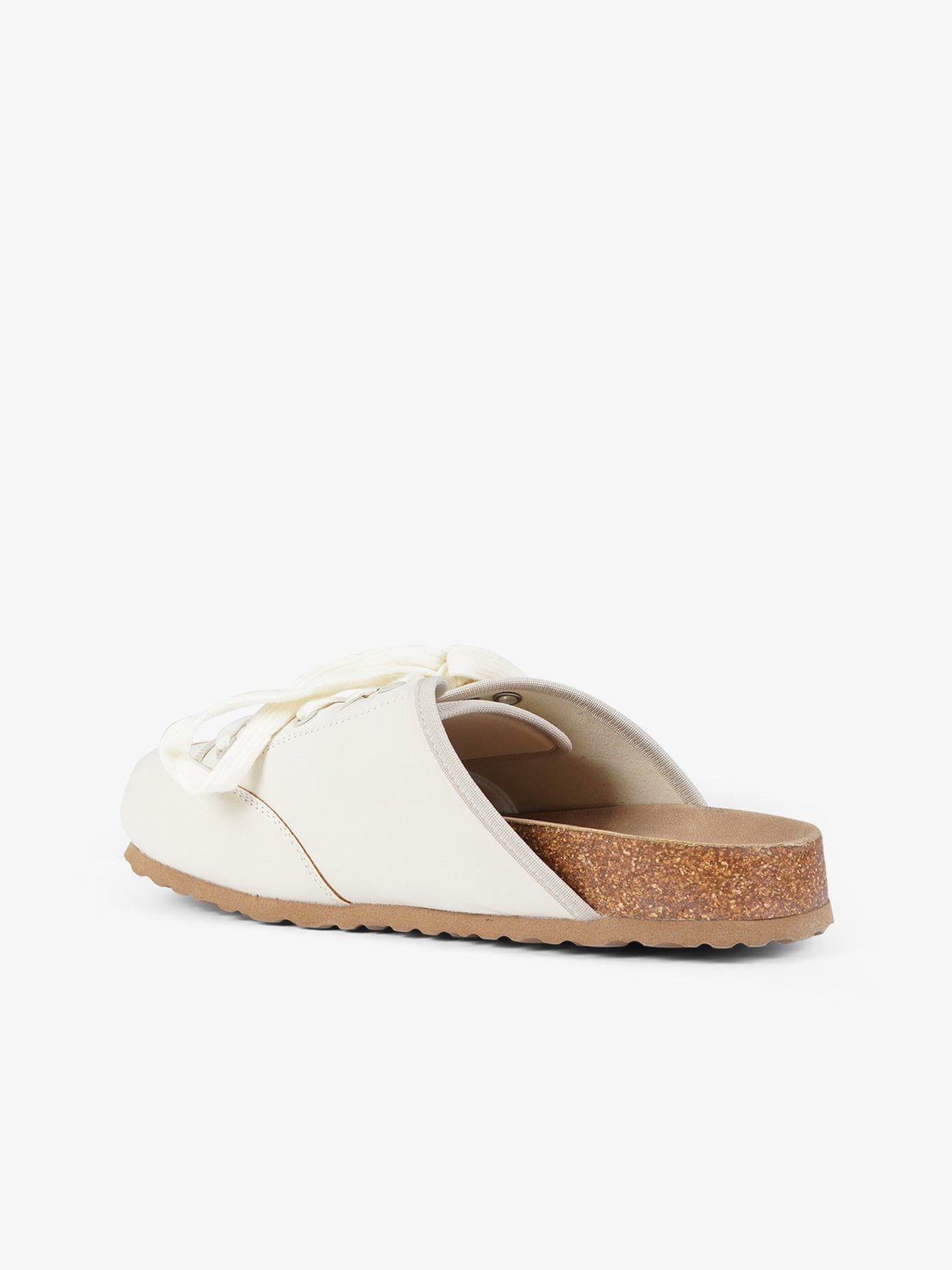 DUALSCAPE sabot unisex con lacci pelle panna
