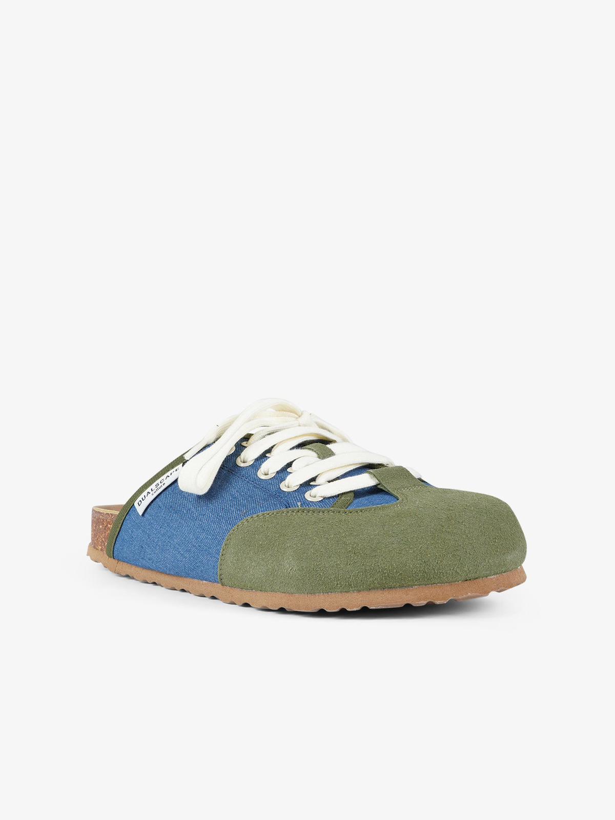 DUALSCAPE sabot unisex con lacci pelle denim