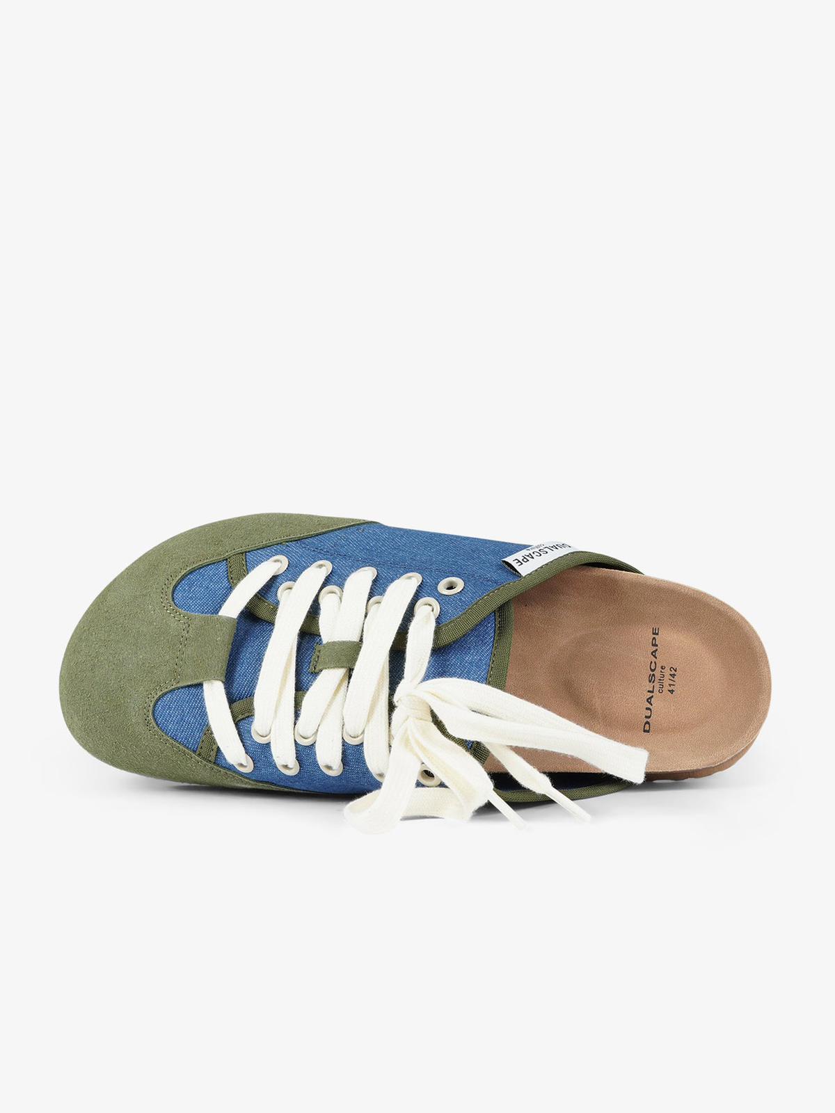 DUALSCAPE sabot unisex con lacci pelle denim