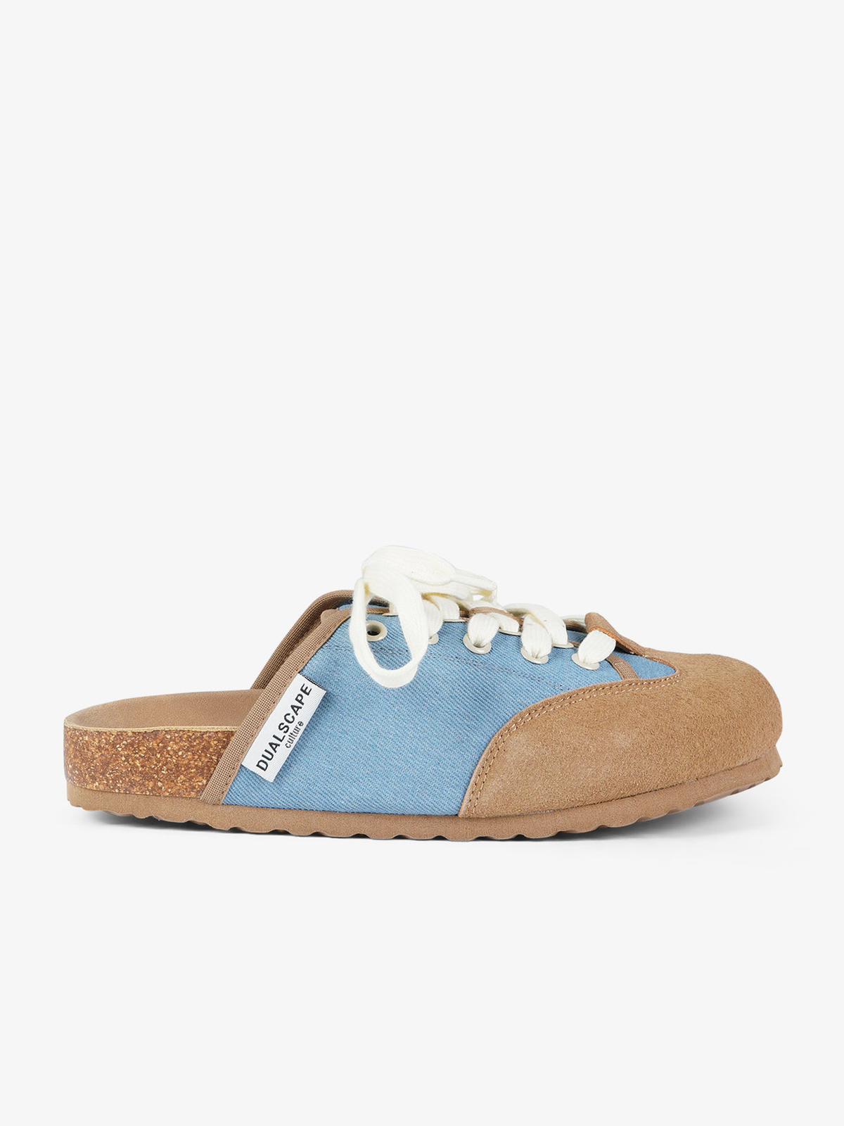 DUALSCAPE sabot unisex con lacci pelle denim