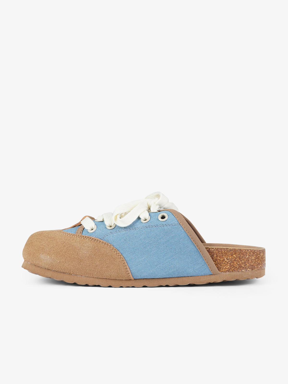 DUALSCAPE sabot unisex con lacci pelle denim