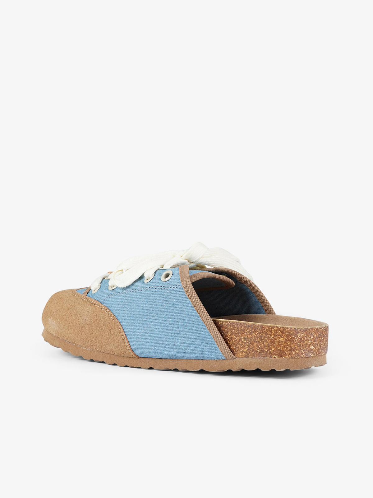 DUALSCAPE sabot unisex con lacci pelle denim
