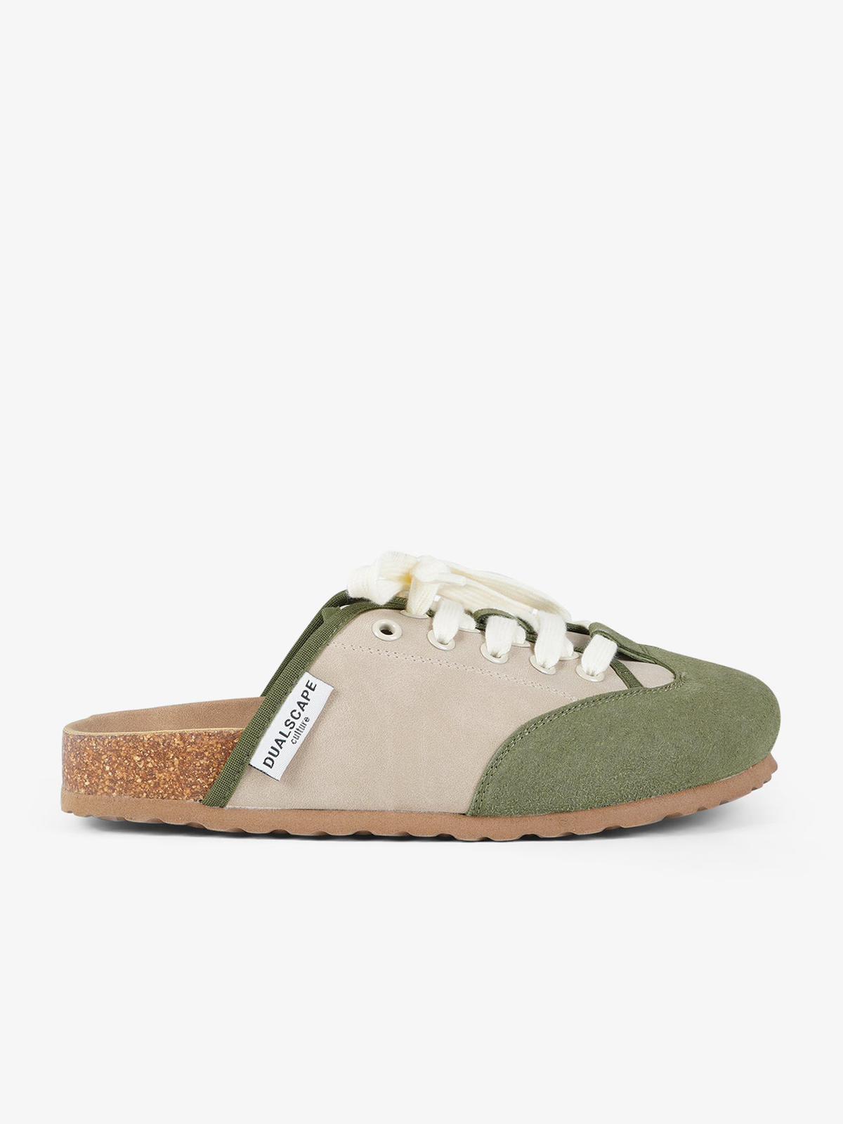 DUALSCAPE sabot unisex con lacci pelle verde