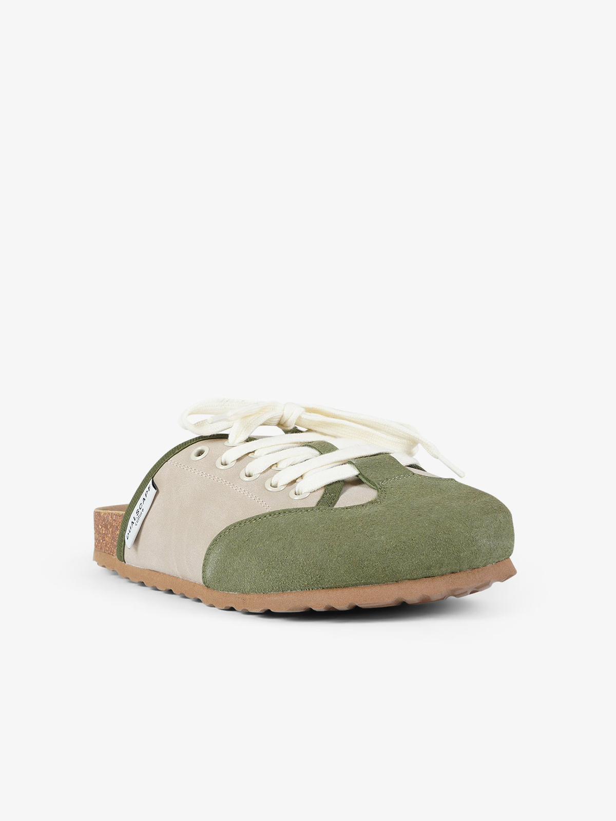 DUALSCAPE sabot unisex con lacci pelle verde