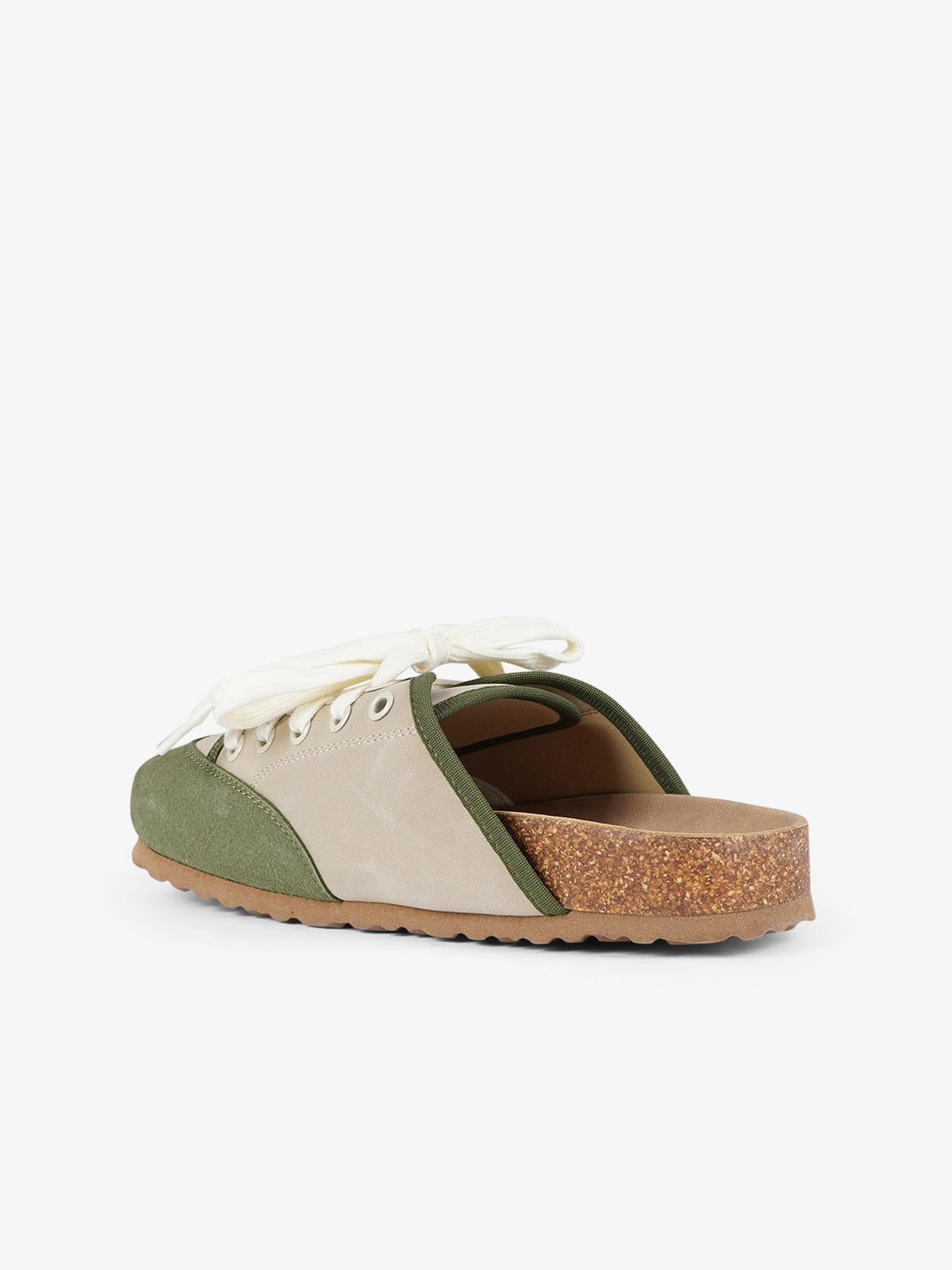 DUALSCAPE sabot unisex con lacci pelle verde
