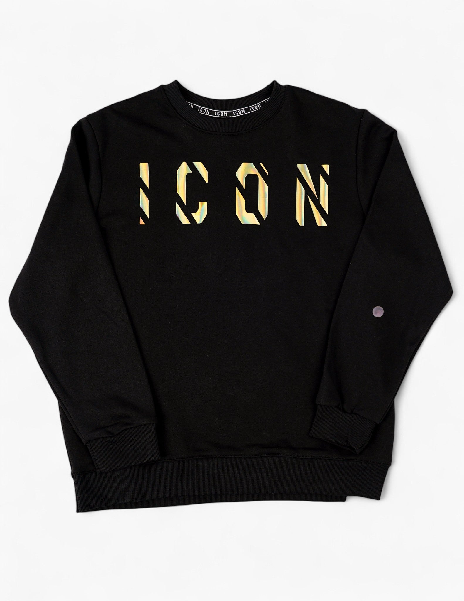 Felpa girocollo logo "ICON" applicazione oro