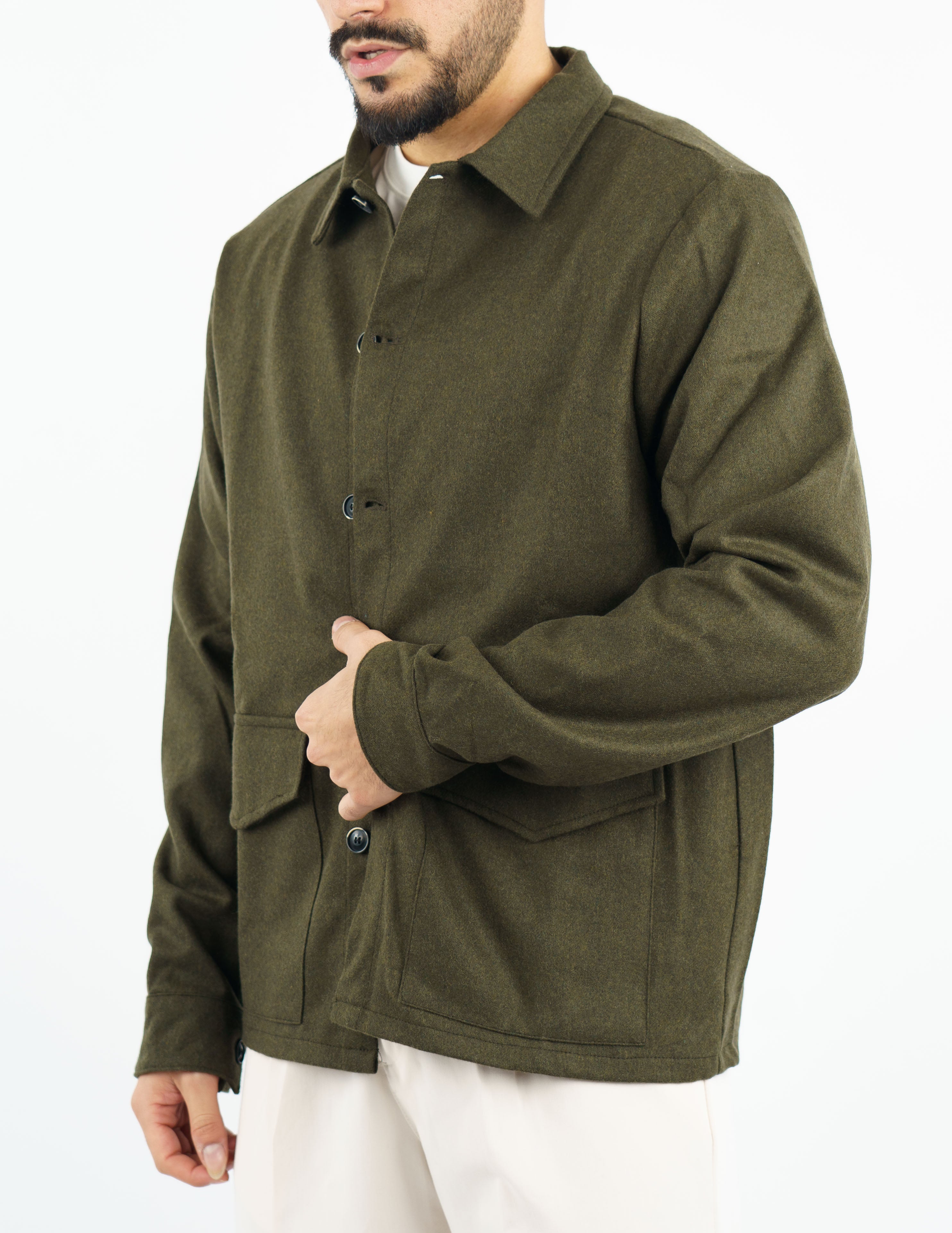 giacca overshirt in misto lana