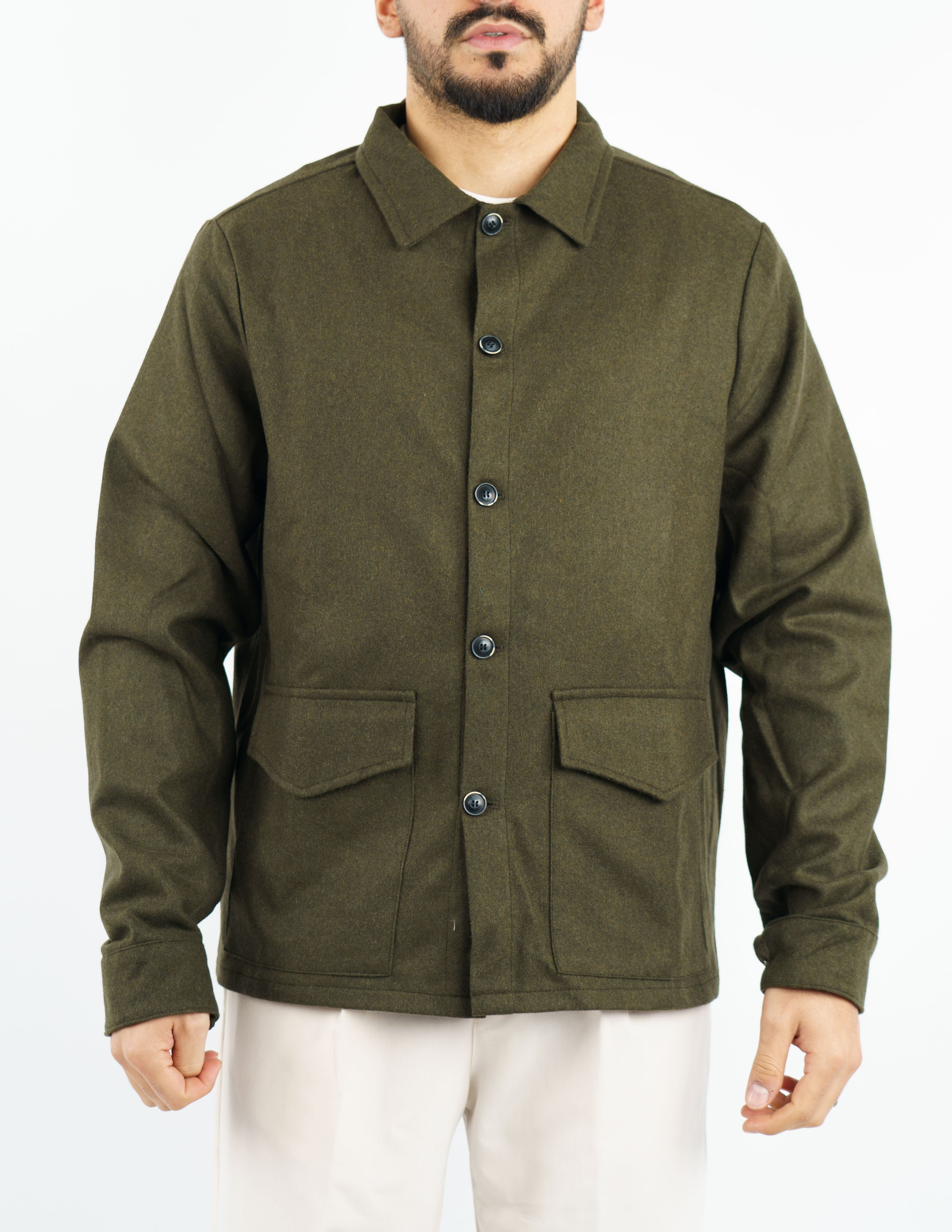 giacca overshirt in misto lana