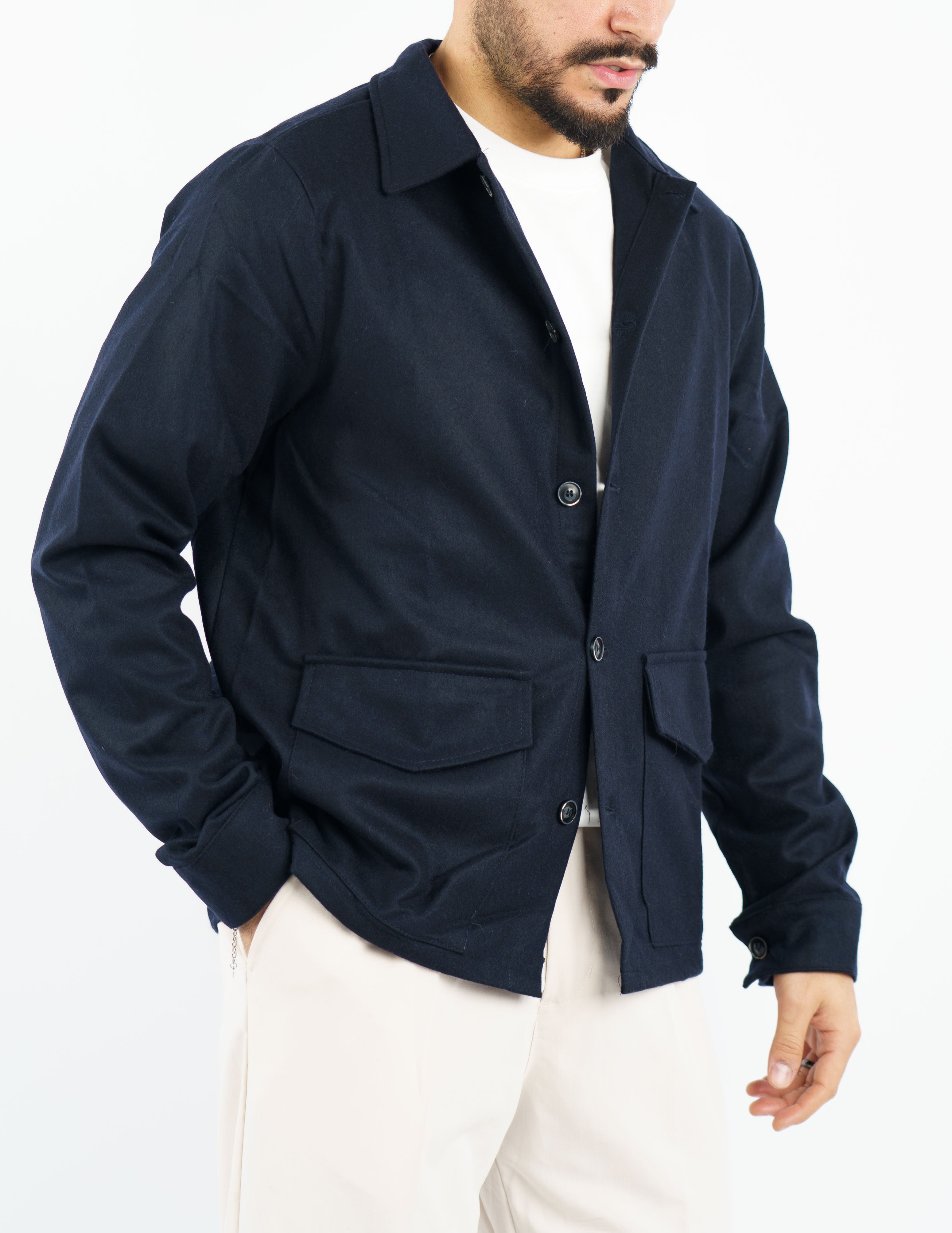 giacca overshirt in misto lana