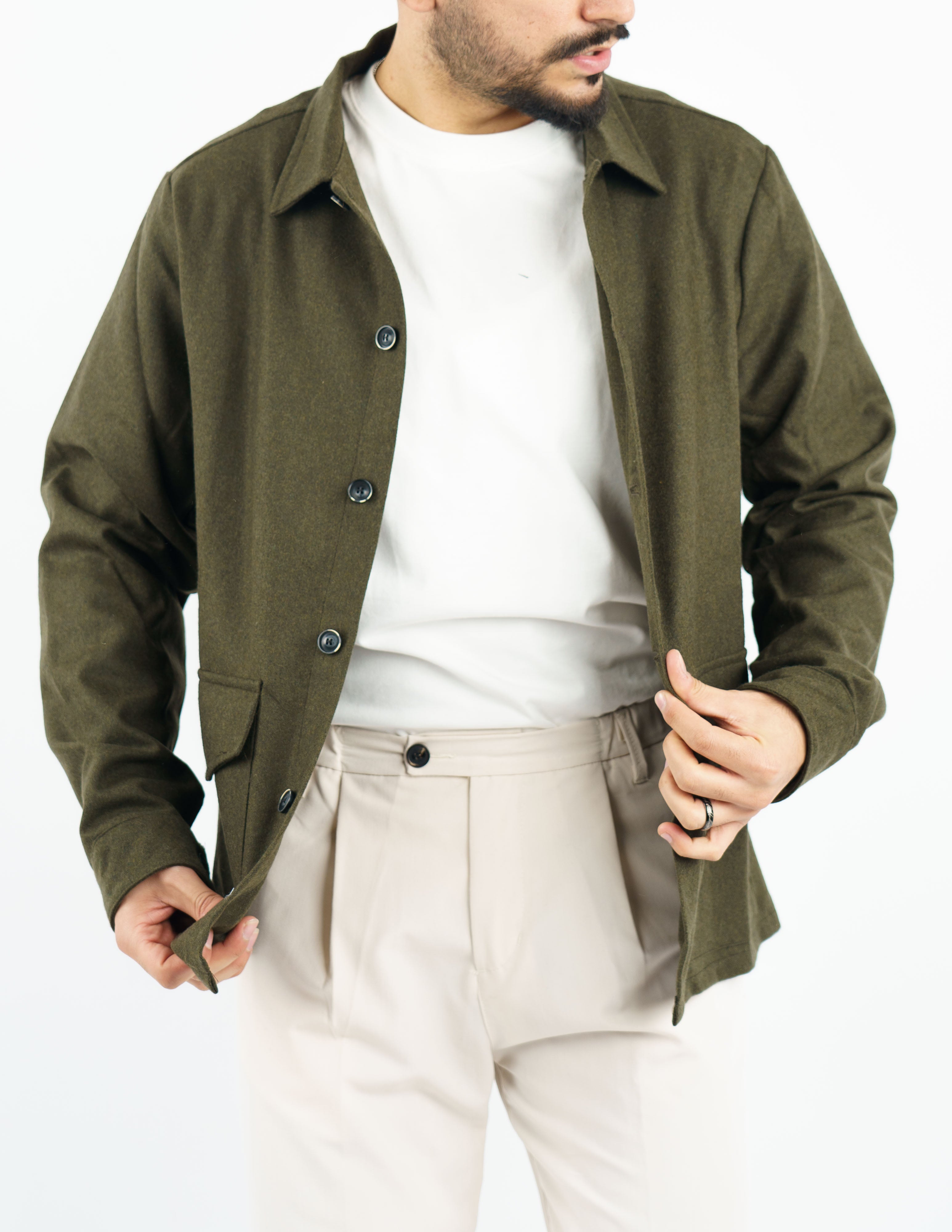 giacca overshirt in misto lana