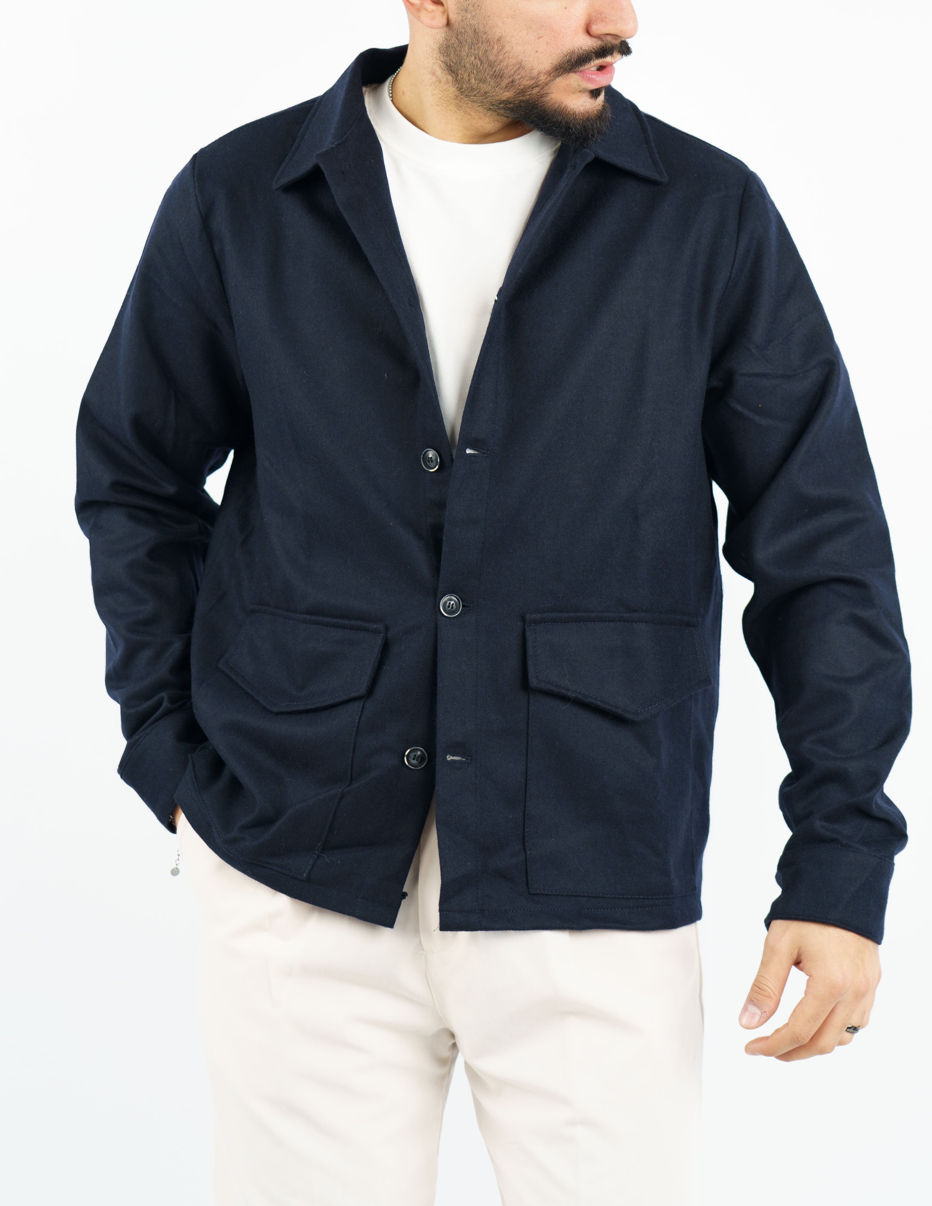 giacca overshirt in misto lana