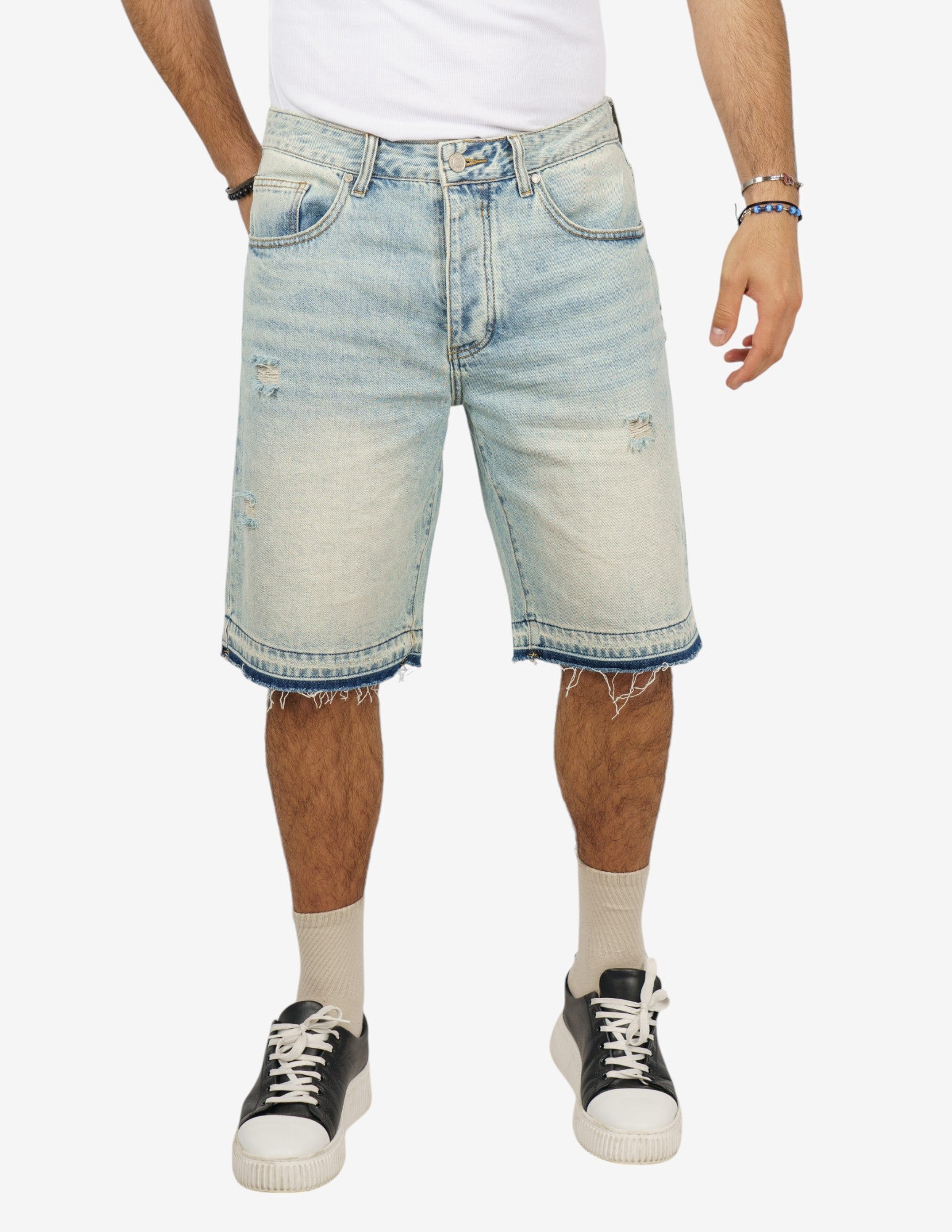bermuda regular in denim contrasto