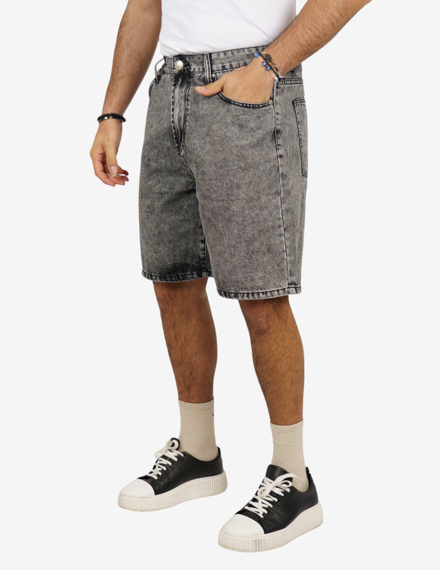 bermuda regular in denim grigio