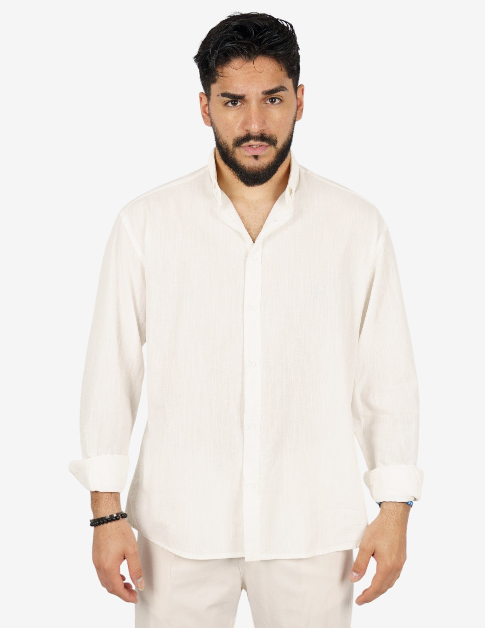camicia manica lunga botton down in lino