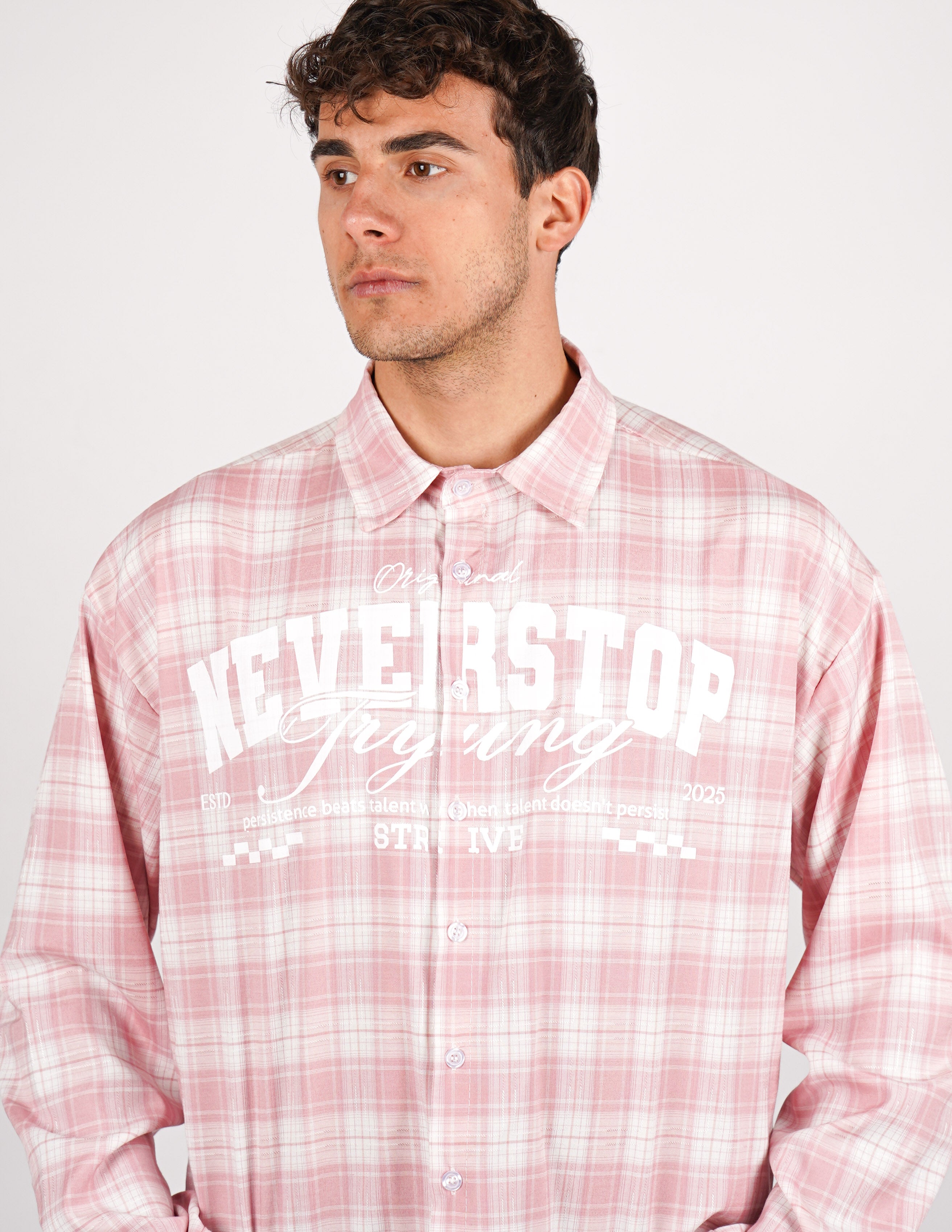 camicia crop a quadri con stampa