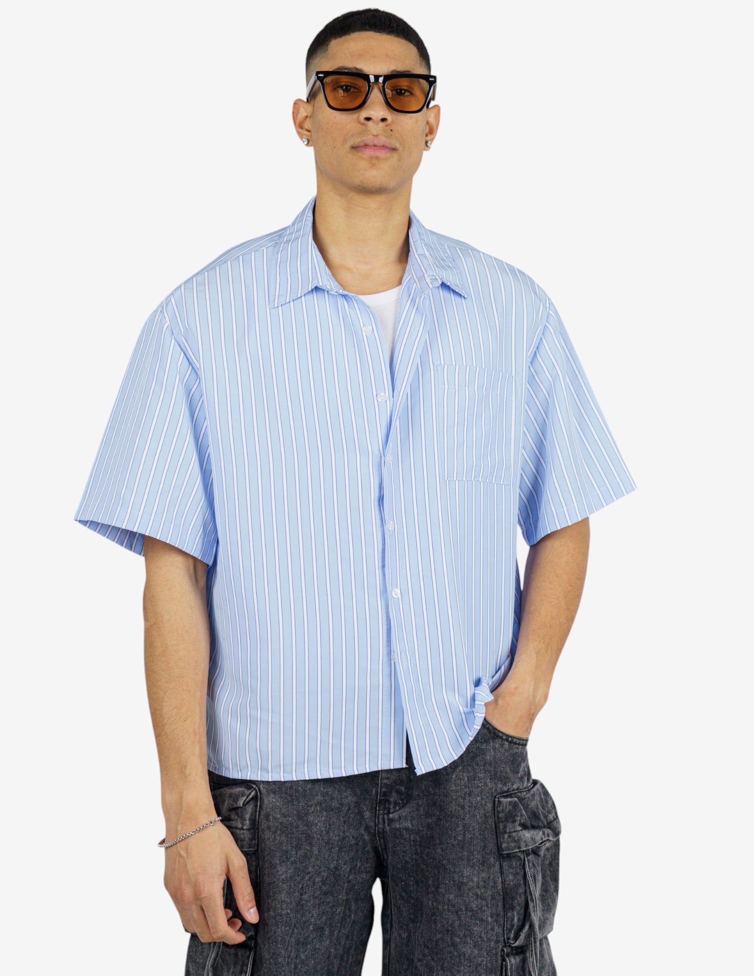 camicia cropped con taschino
