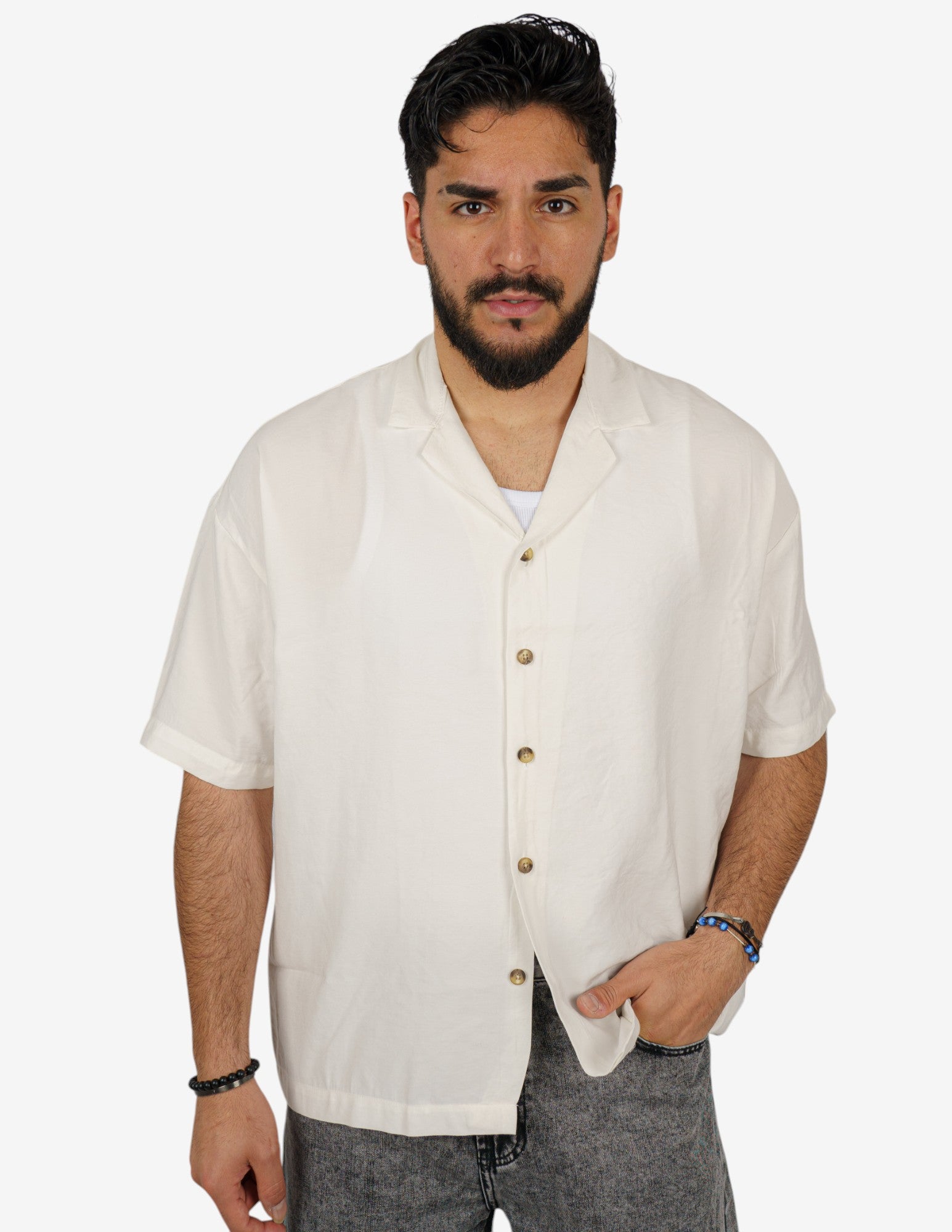 camicia manica corta leggera tinta unita