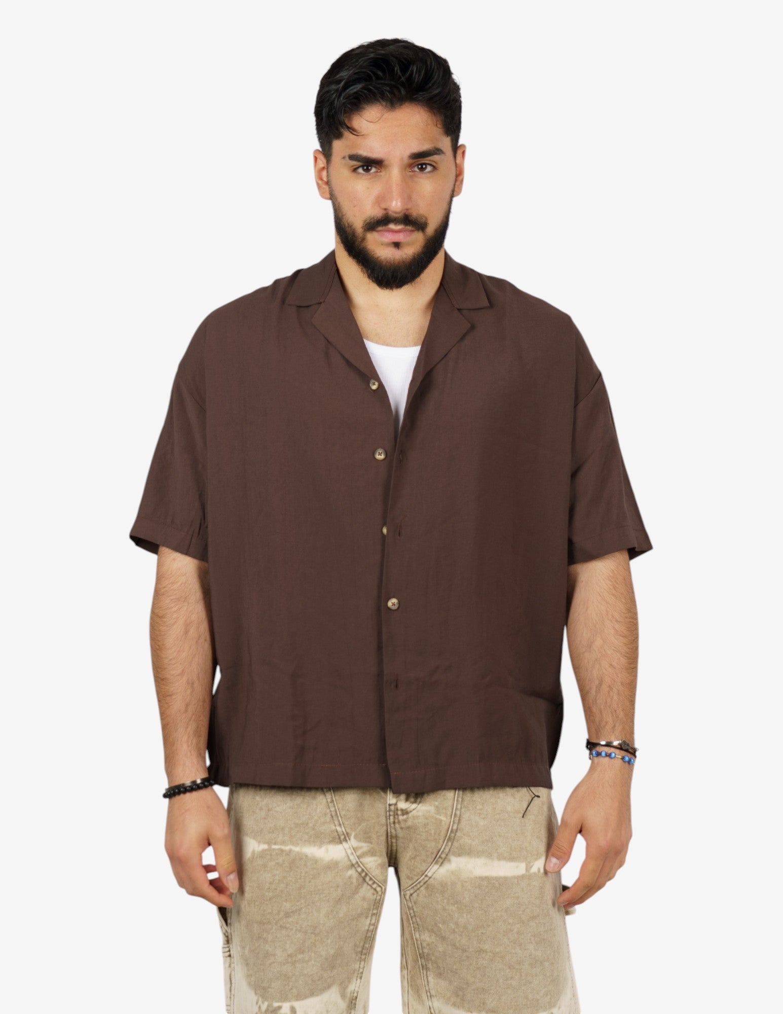 camicia manica corta leggera tinta unita