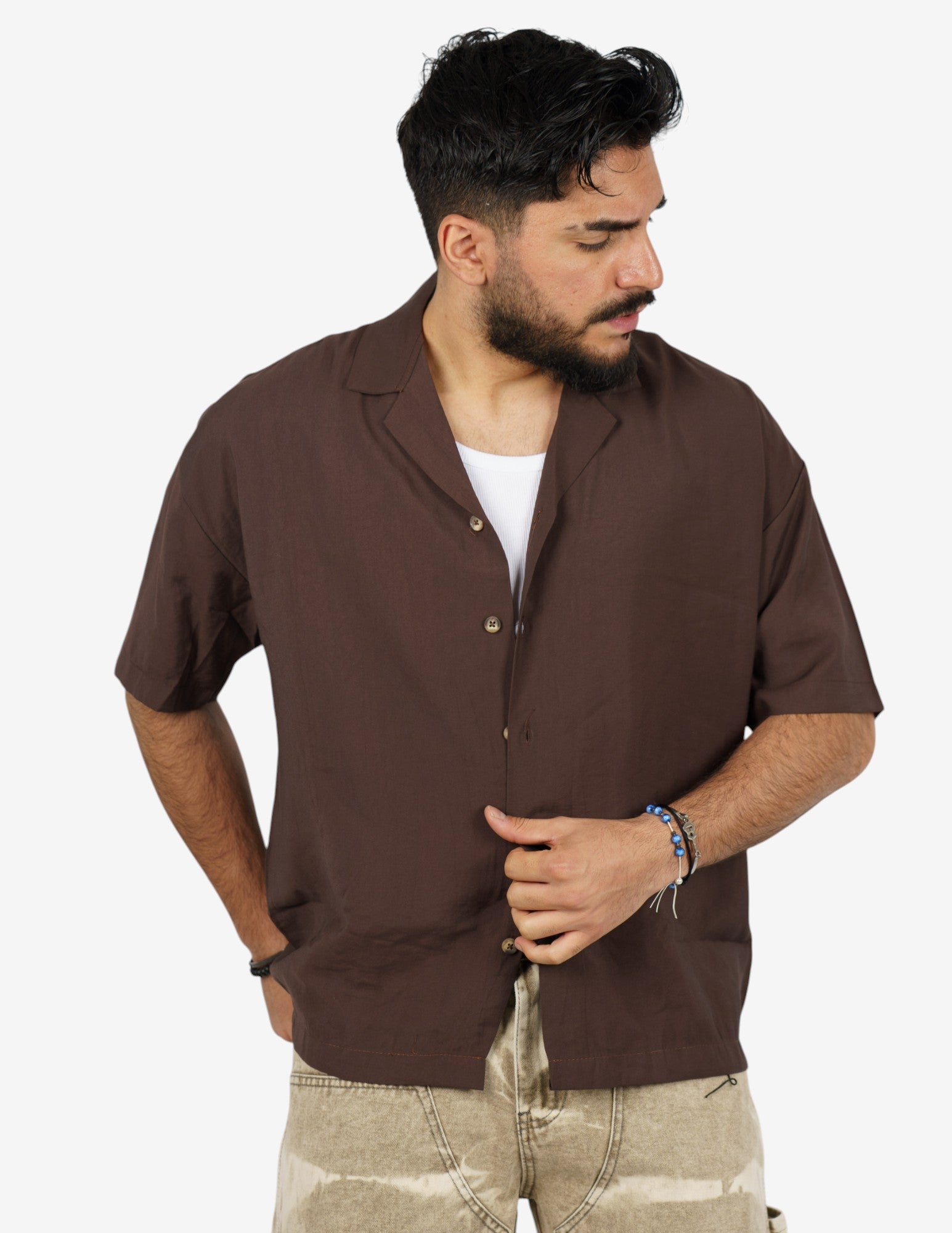 camicia manica corta leggera tinta unita