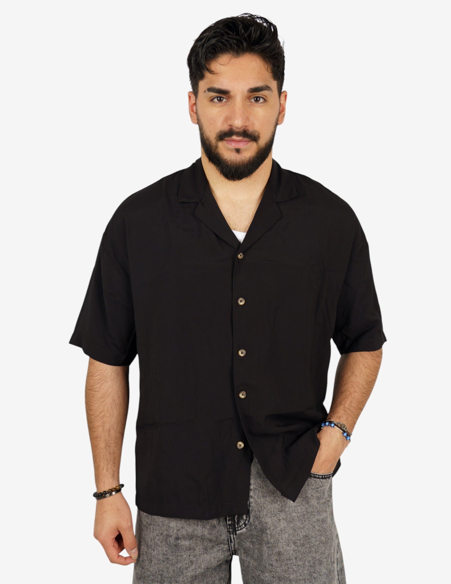 camicia manica corta leggera tinta unita