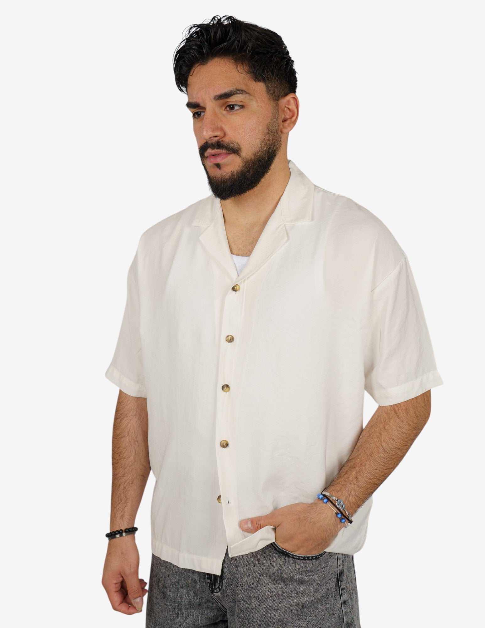 camicia manica corta leggera tinta unita