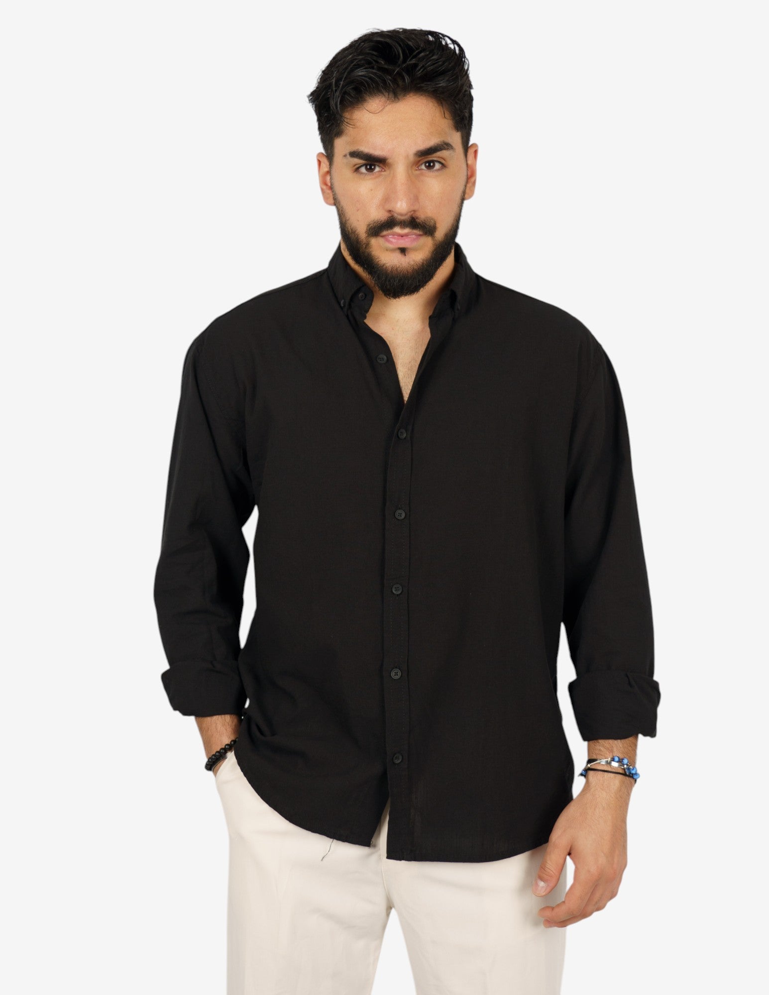 camicia manica lunga botton down in lino