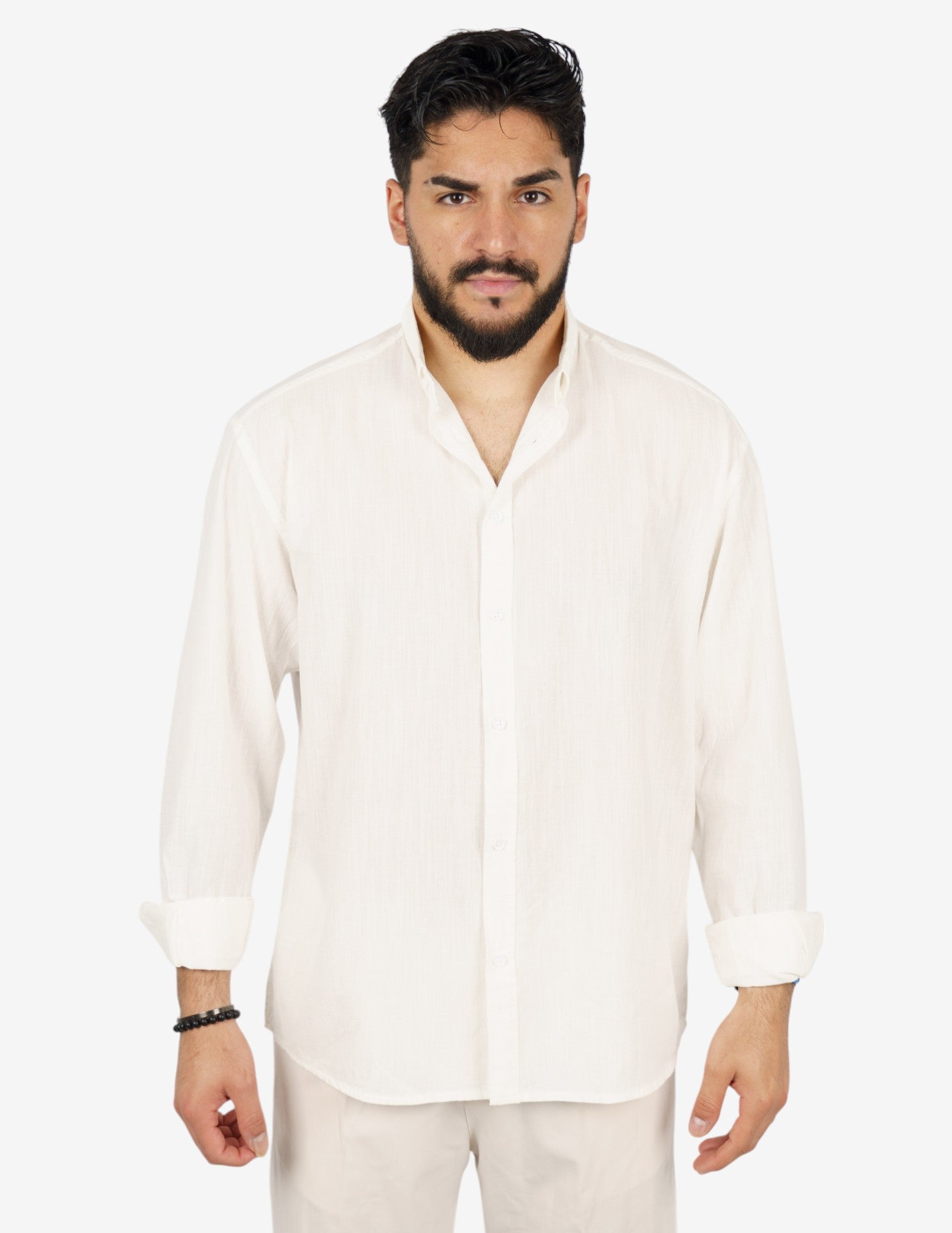 camicia manica lunga botton down in lino