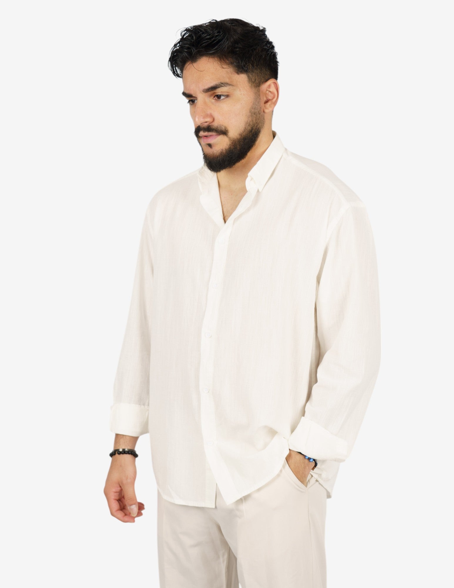 camicia manica lunga botton down in lino