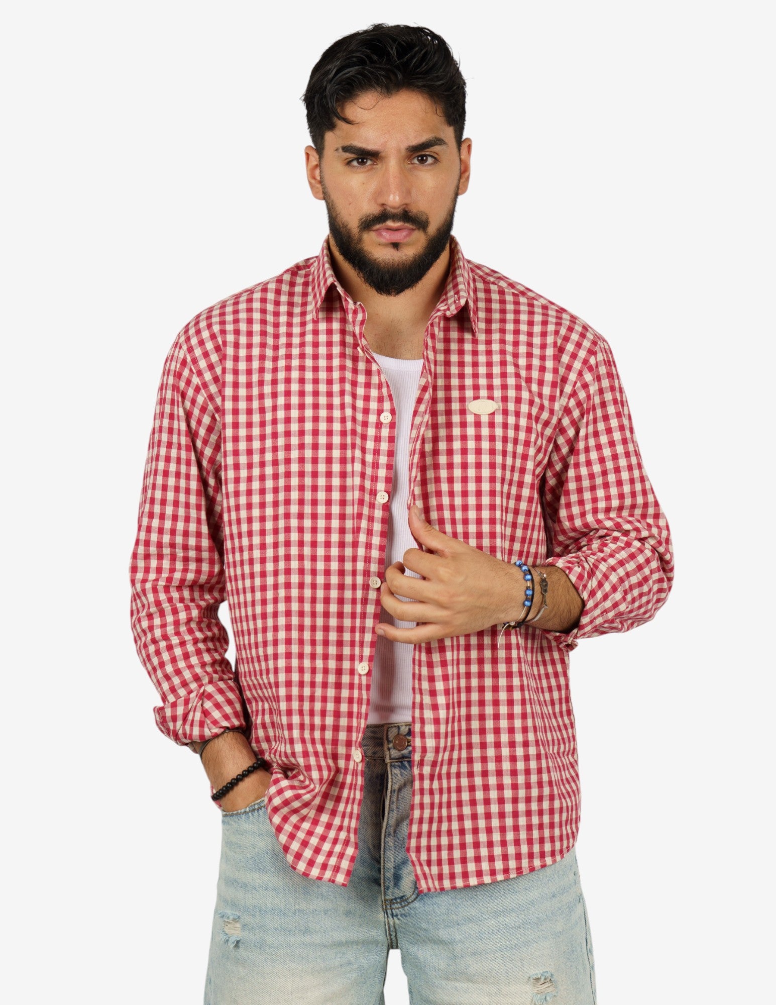 camicia manica lunga quadri regular
