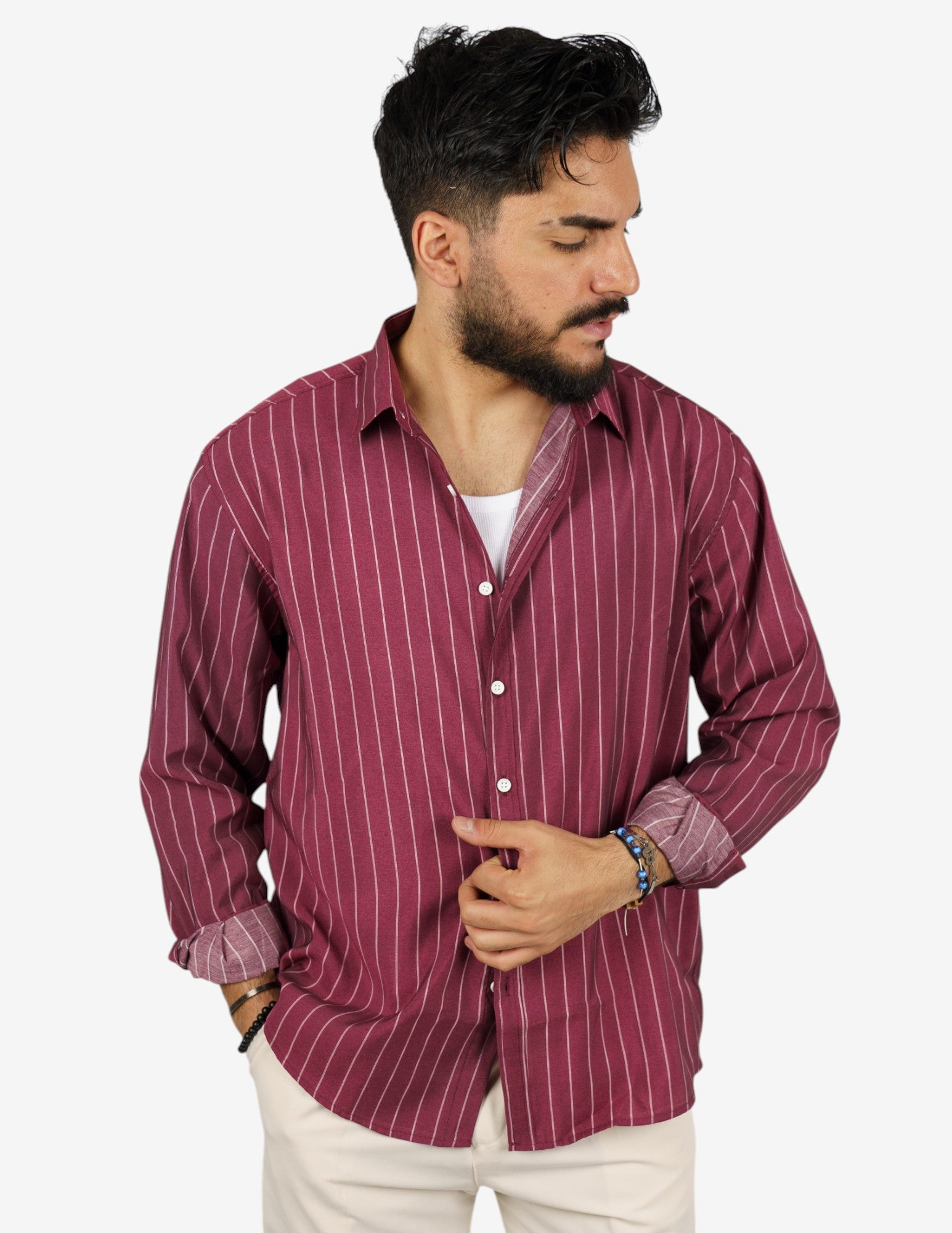 camicia manica lunga rigata