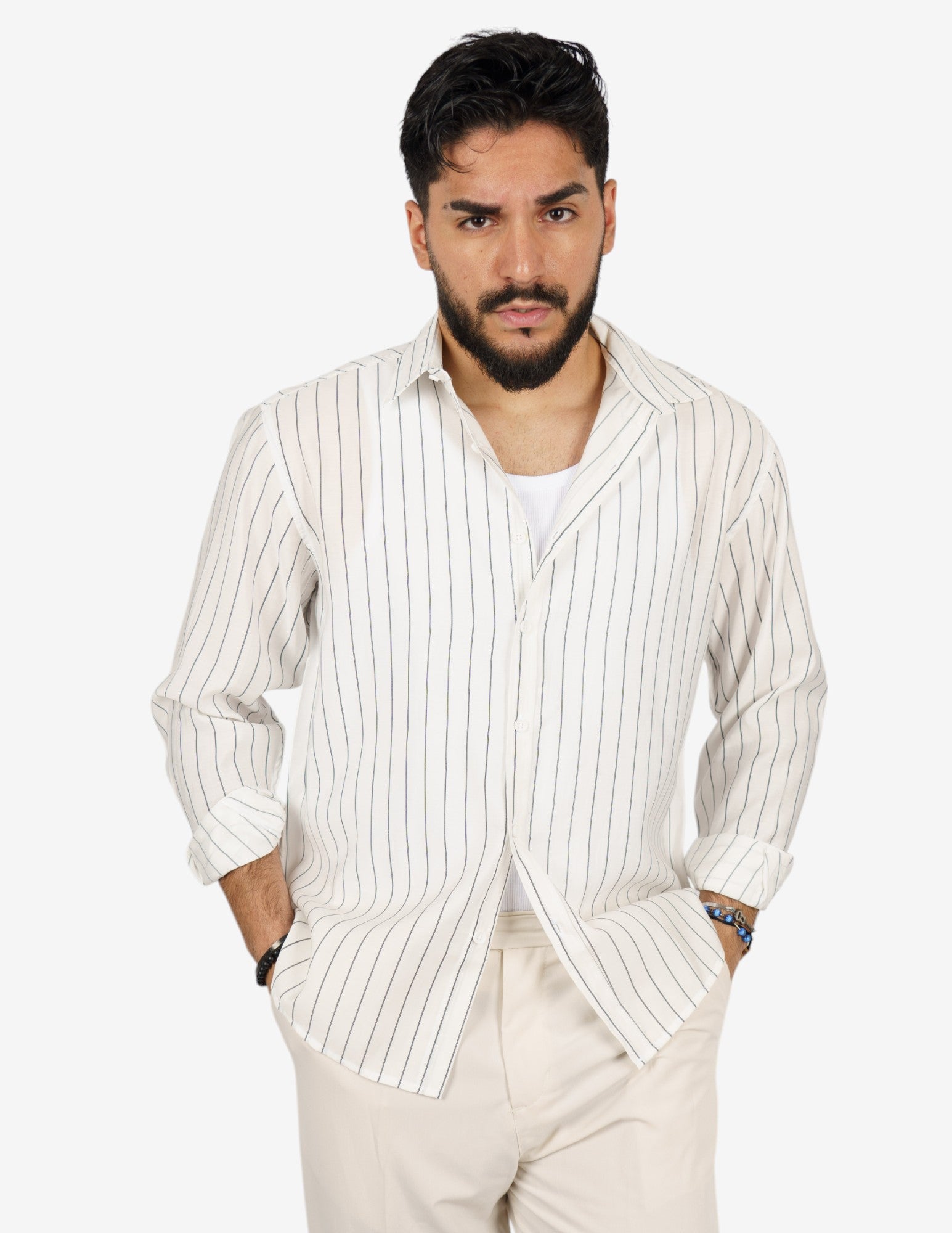 camicia manica lunga rigata