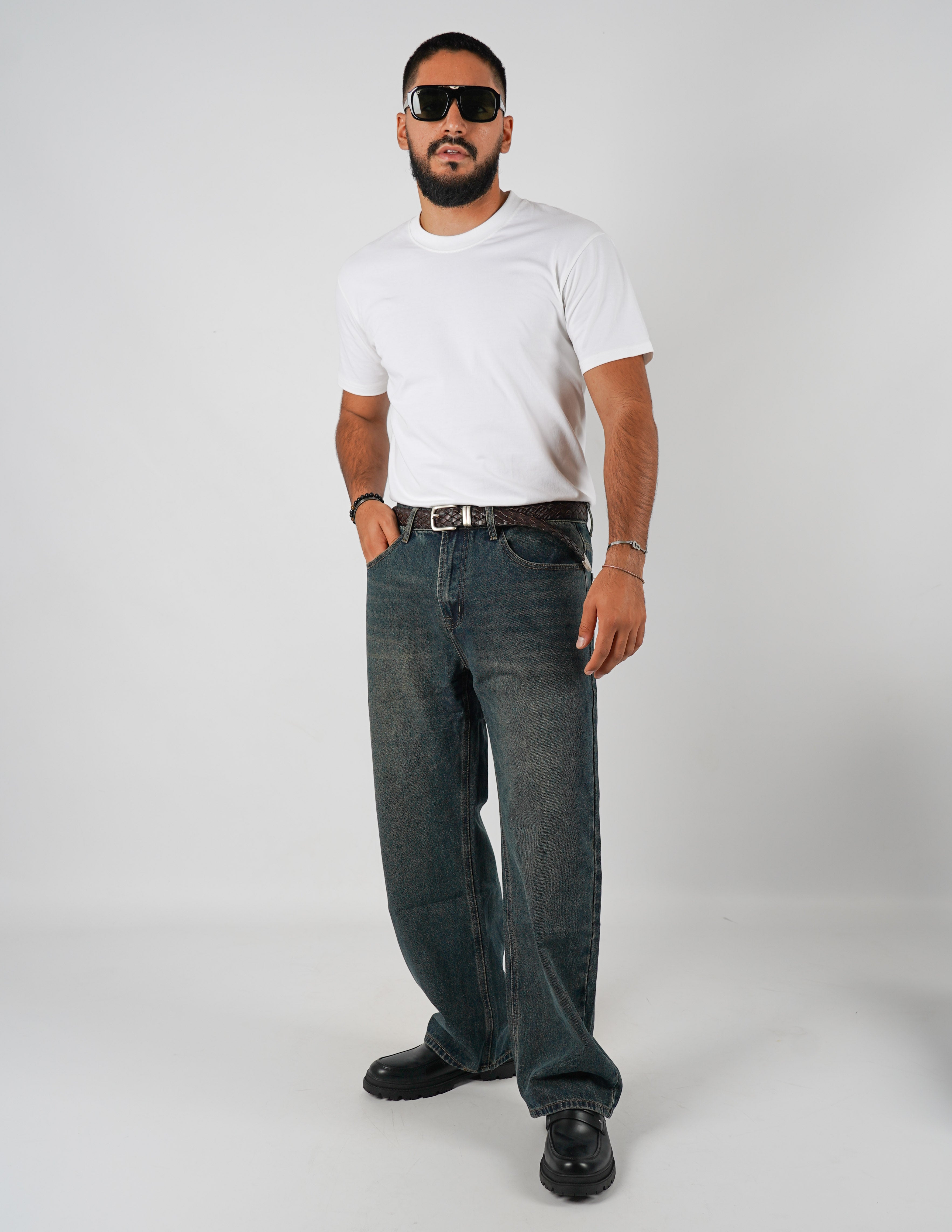 Jeans baggy lavaggio sabbia