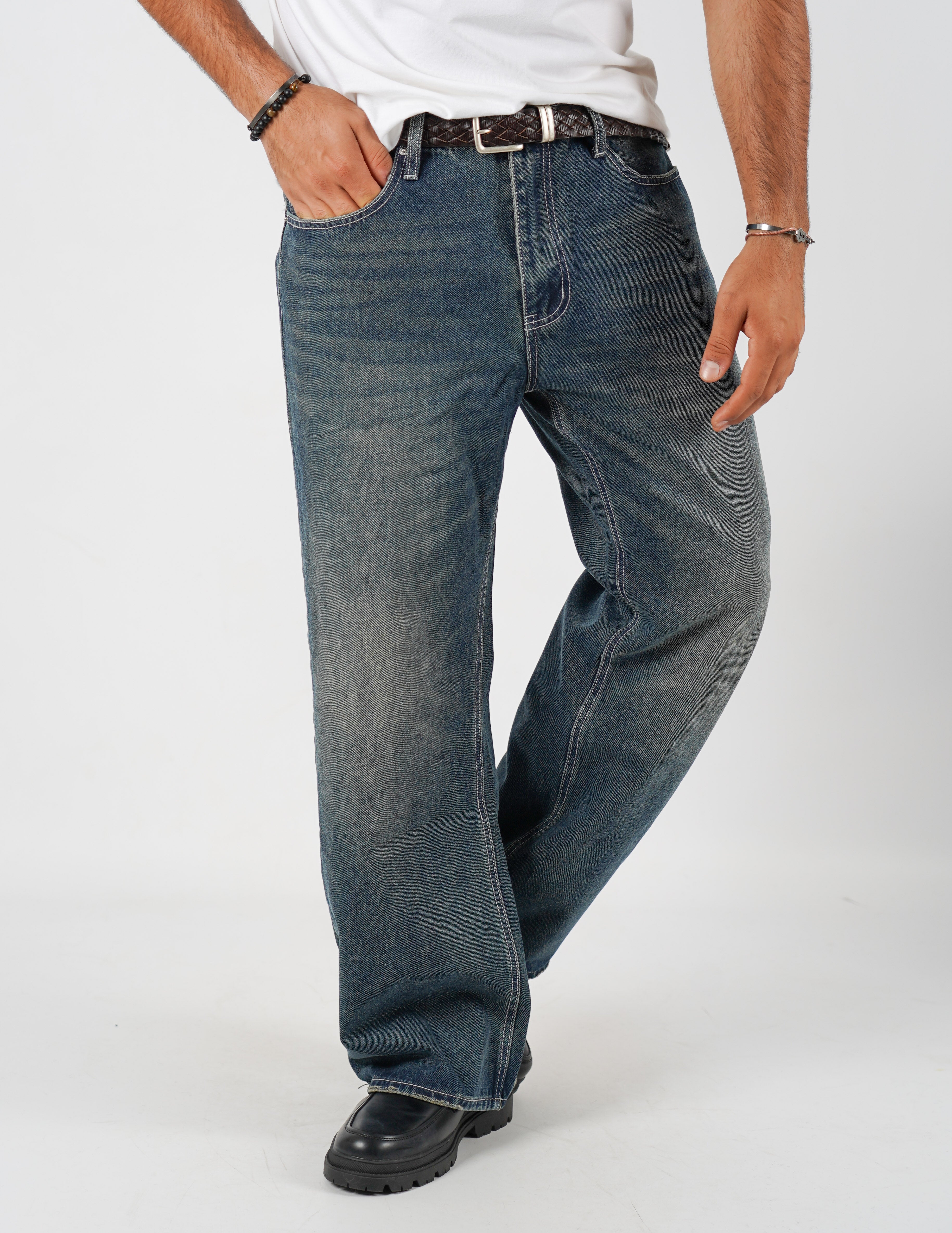 Jeans baggy lavaggio sabbia