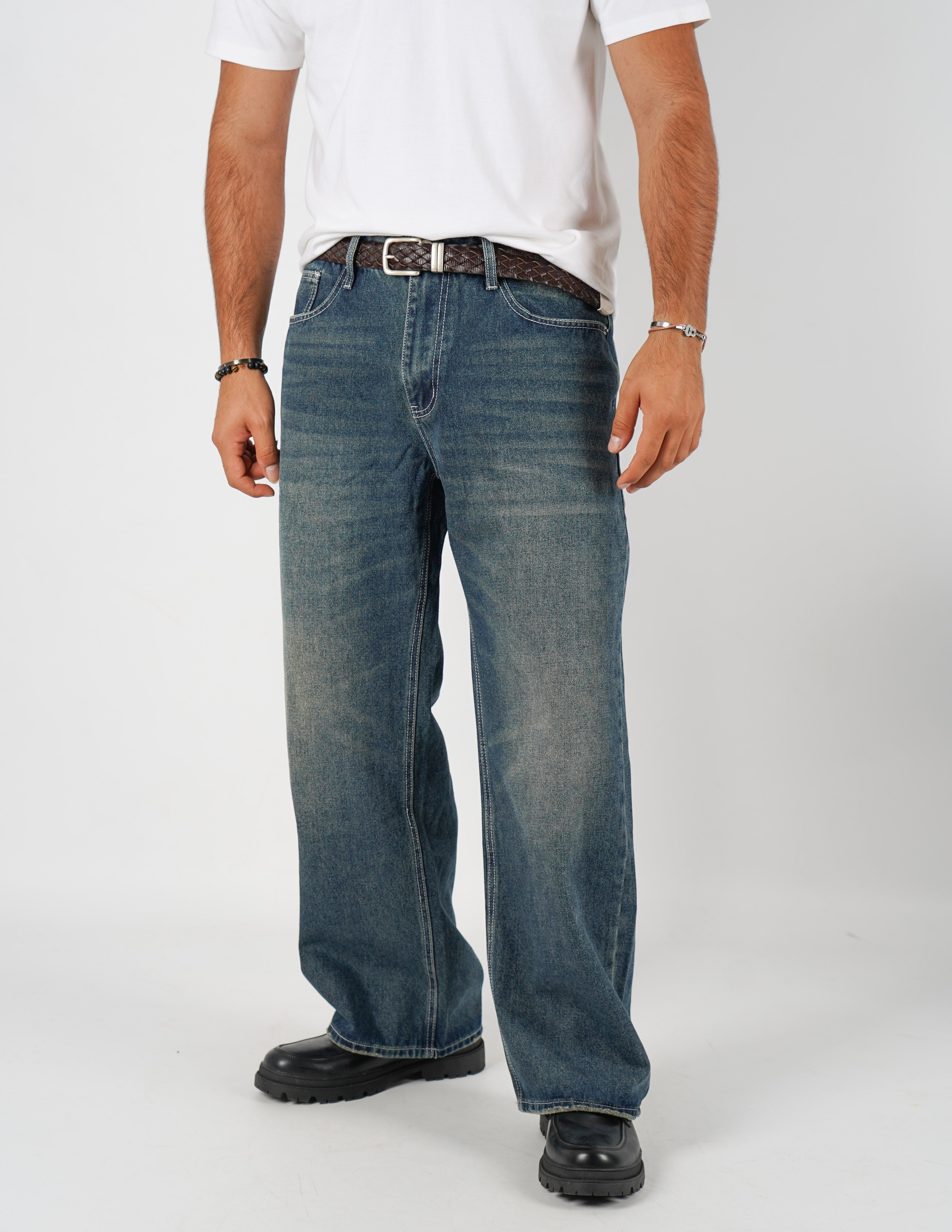 Jeans baggy lavaggio sabbia