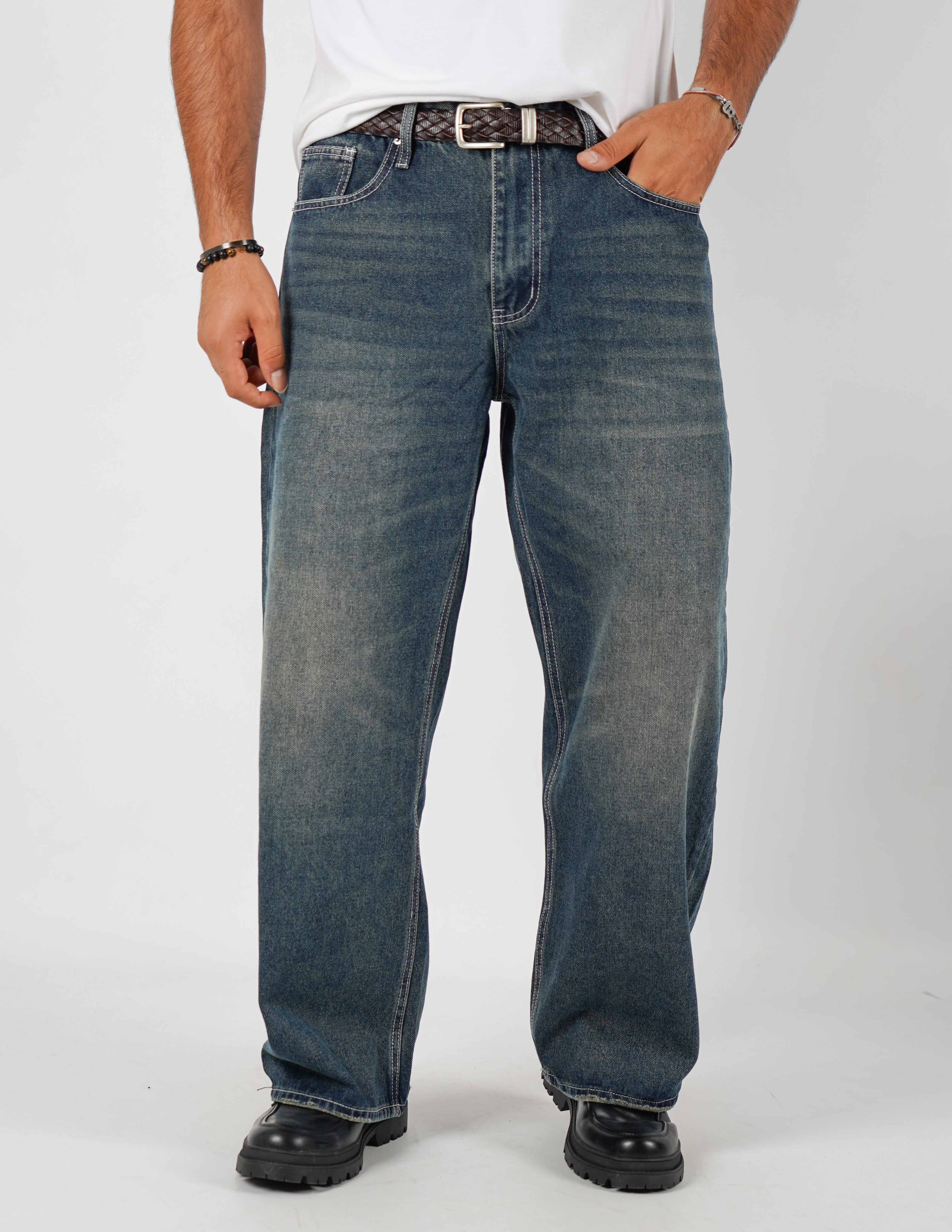 Jeans baggy lavaggio sabbia