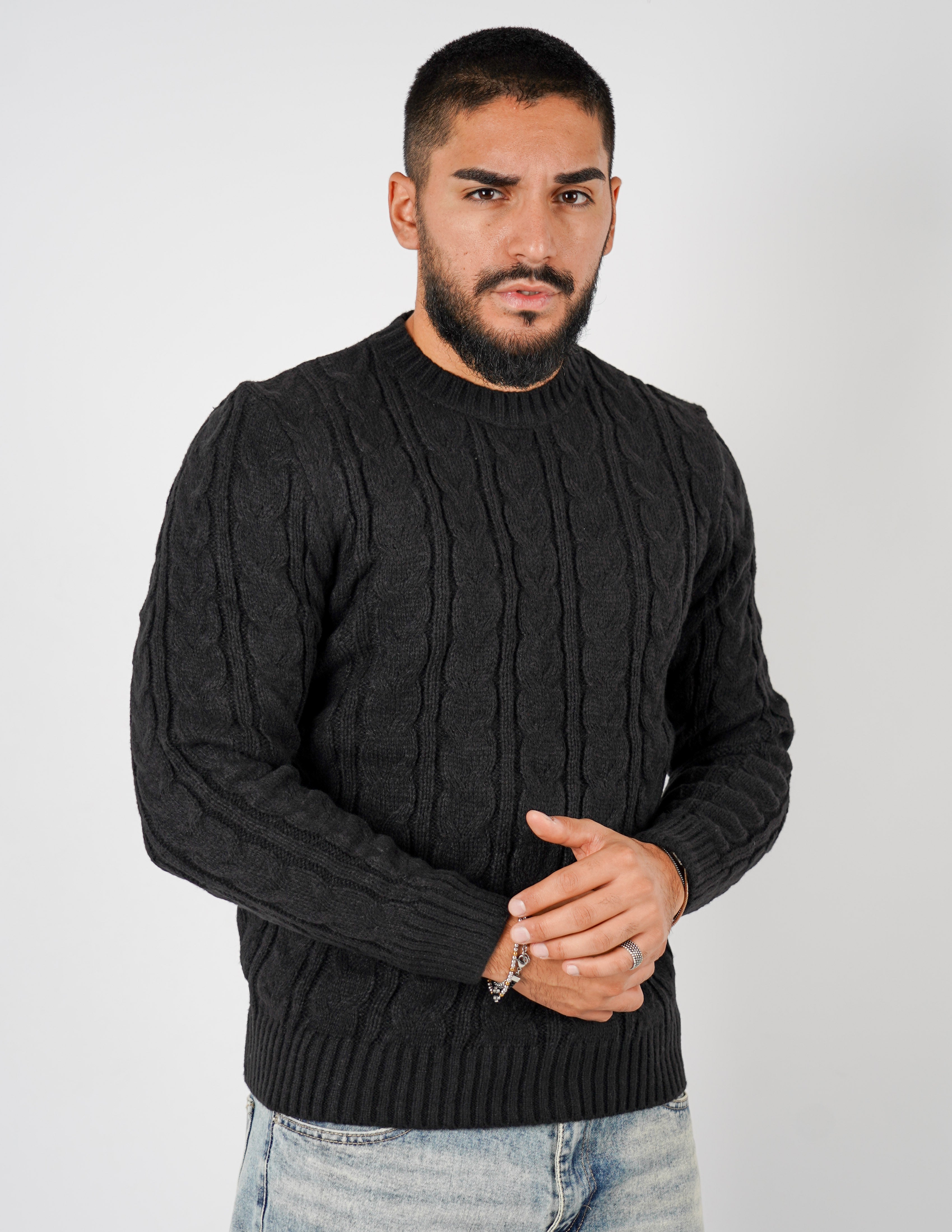 Maglione manica lunga intrecciato