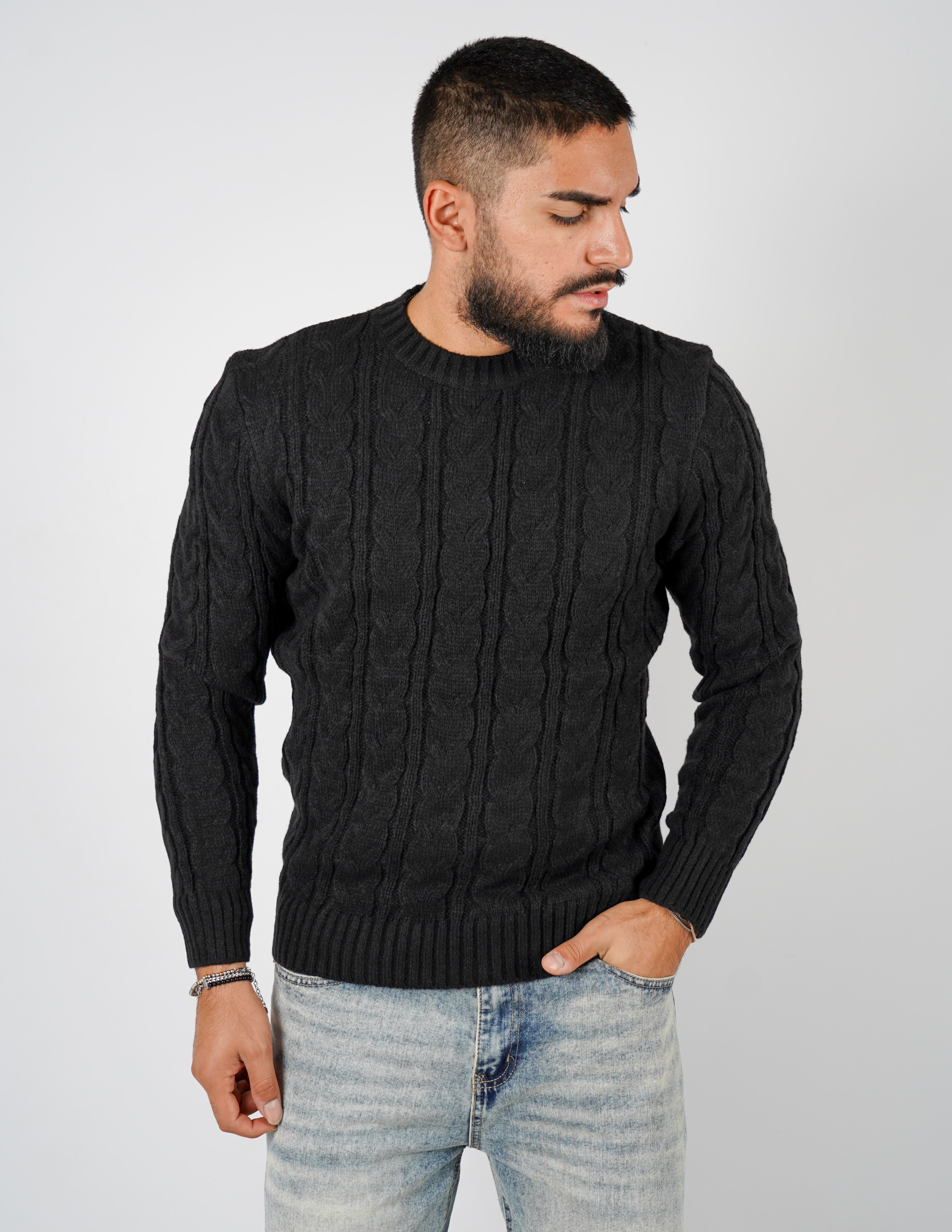 Maglione manica lunga intrecciato