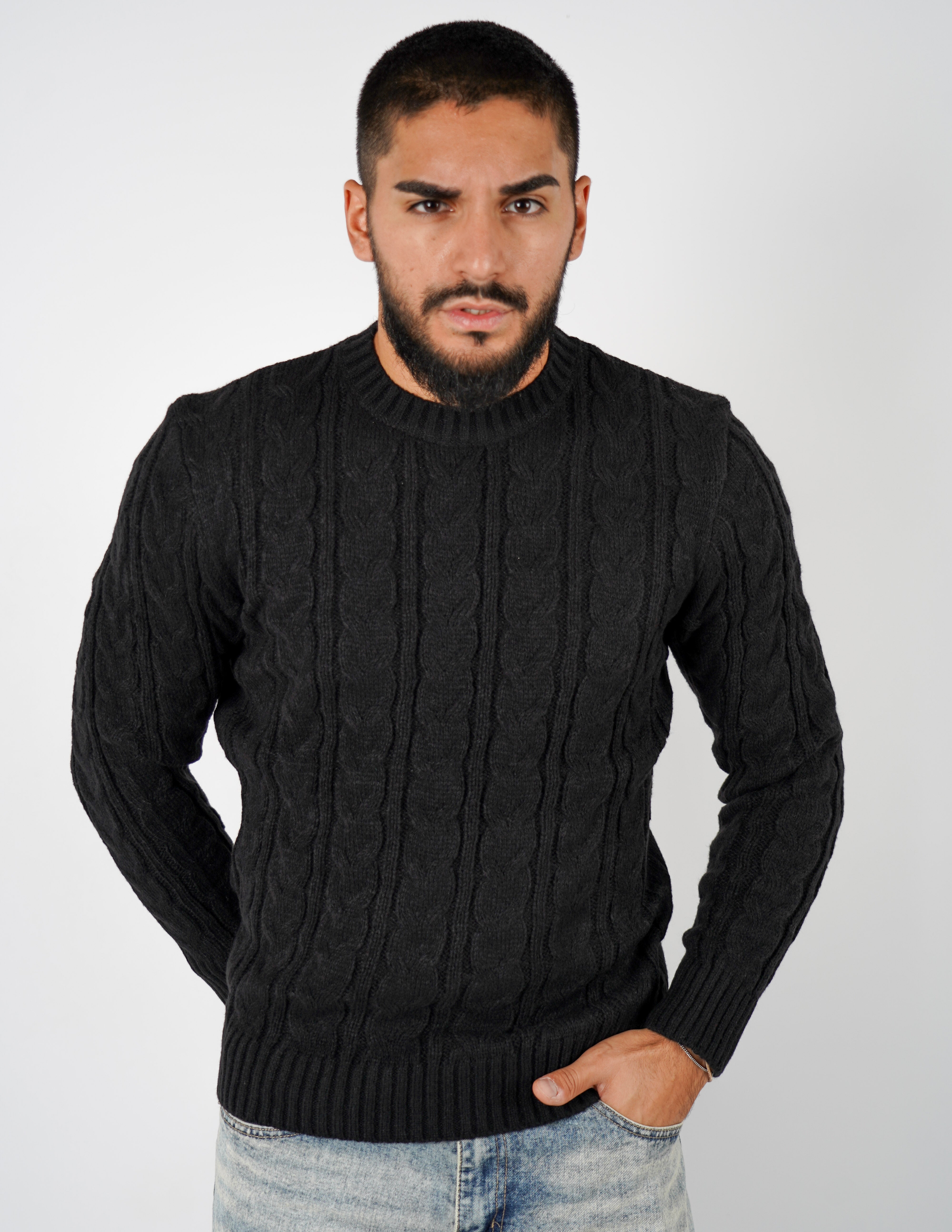 Maglione manica lunga intrecciato