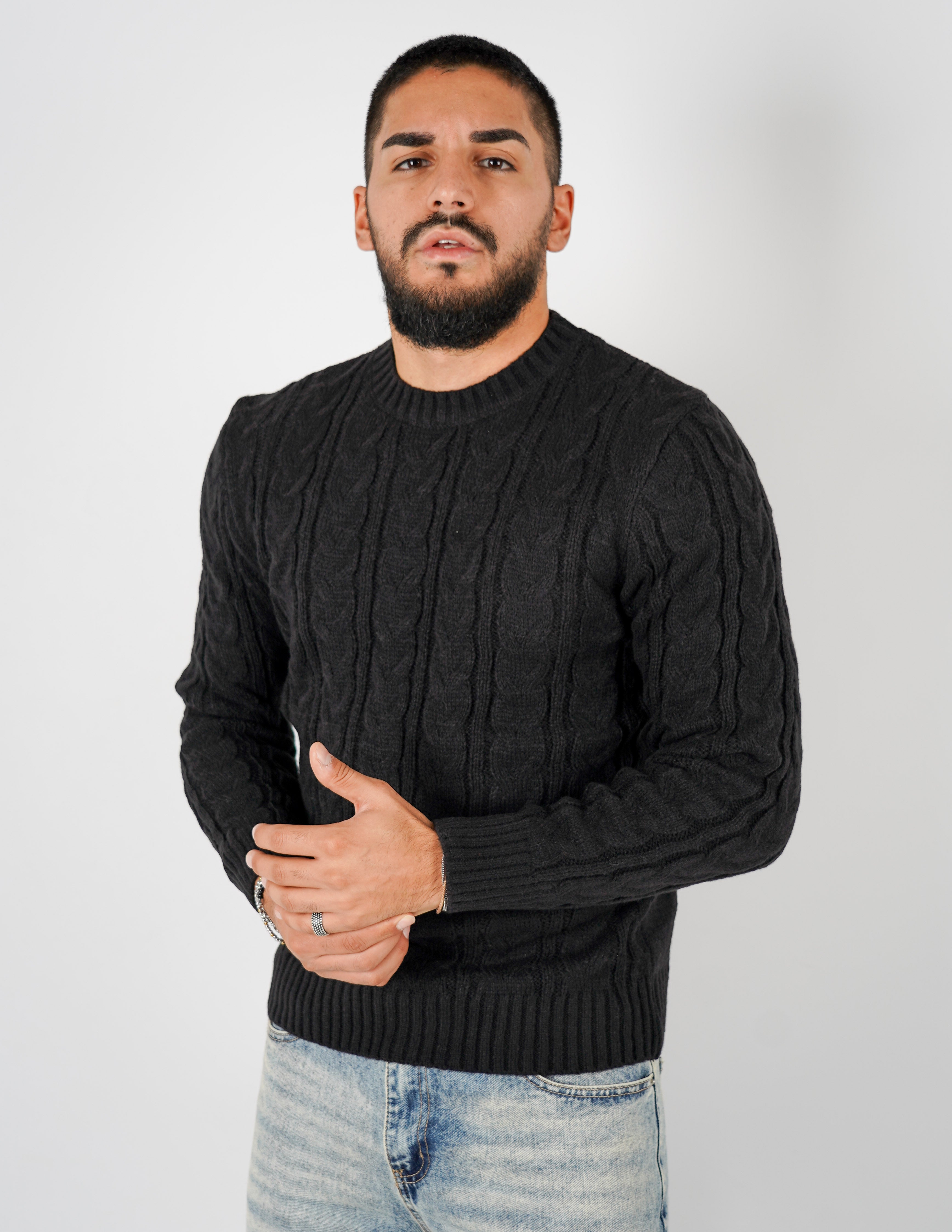 Maglione manica lunga intrecciato