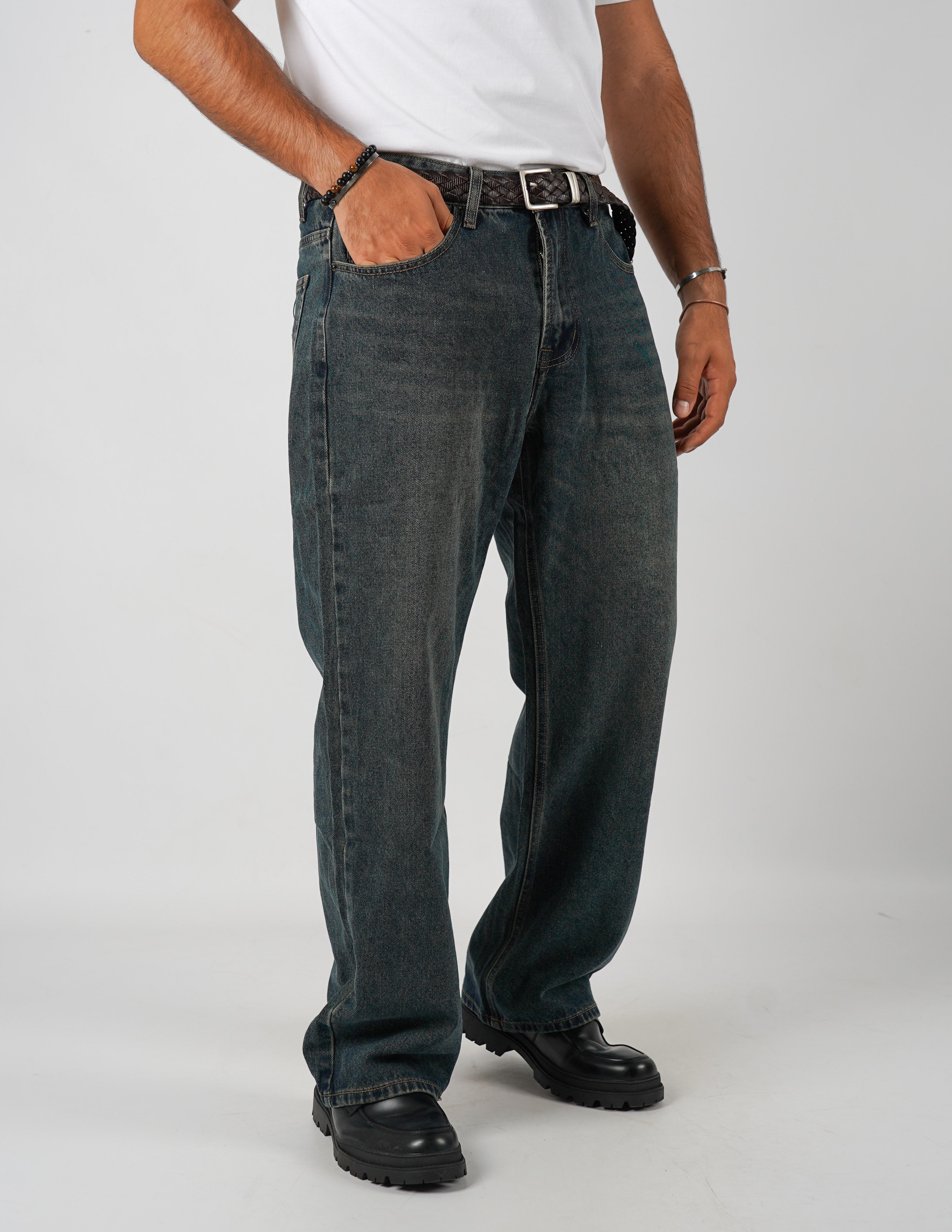 Jeans baggy lavaggio sabbia