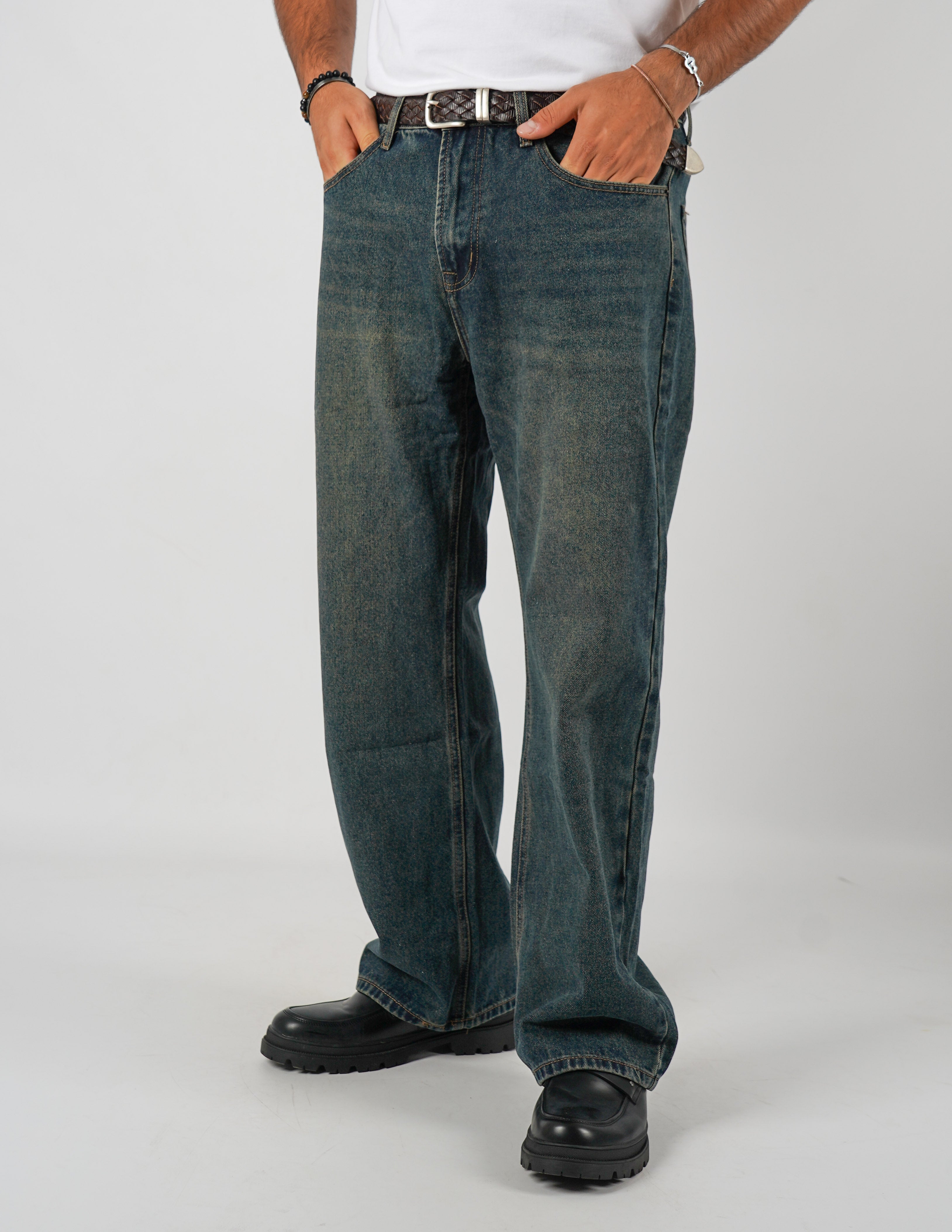 Jeans baggy lavaggio sabbia